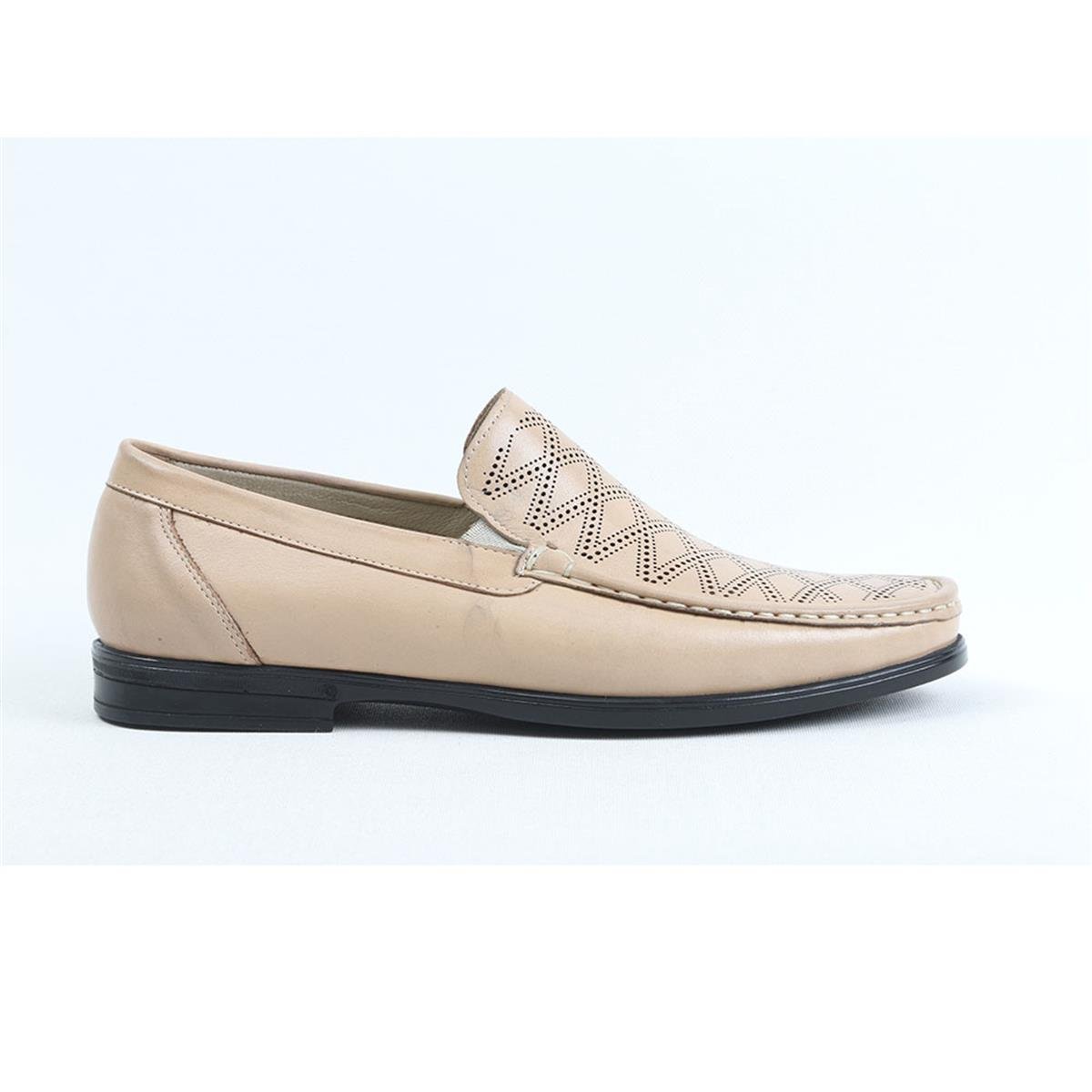 Ulus T-63/1 Delikli Bej Loafer Ayakkabi