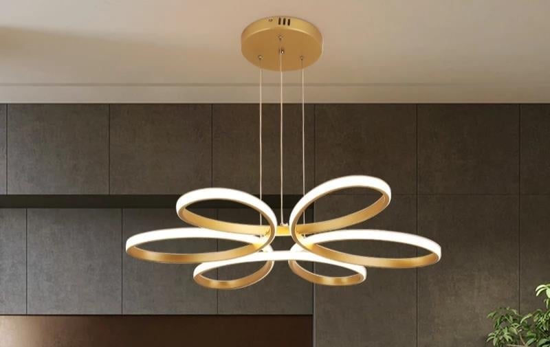 KRAYDINLATMA Papatya Gold Ultra Ledli Sarkıtma Modern Avize