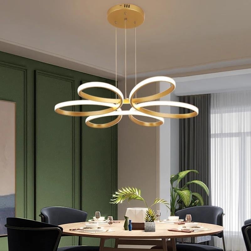 KRAYDINLATMA Papatya Gold Ultra Ledli Sarkıtma Modern Avize