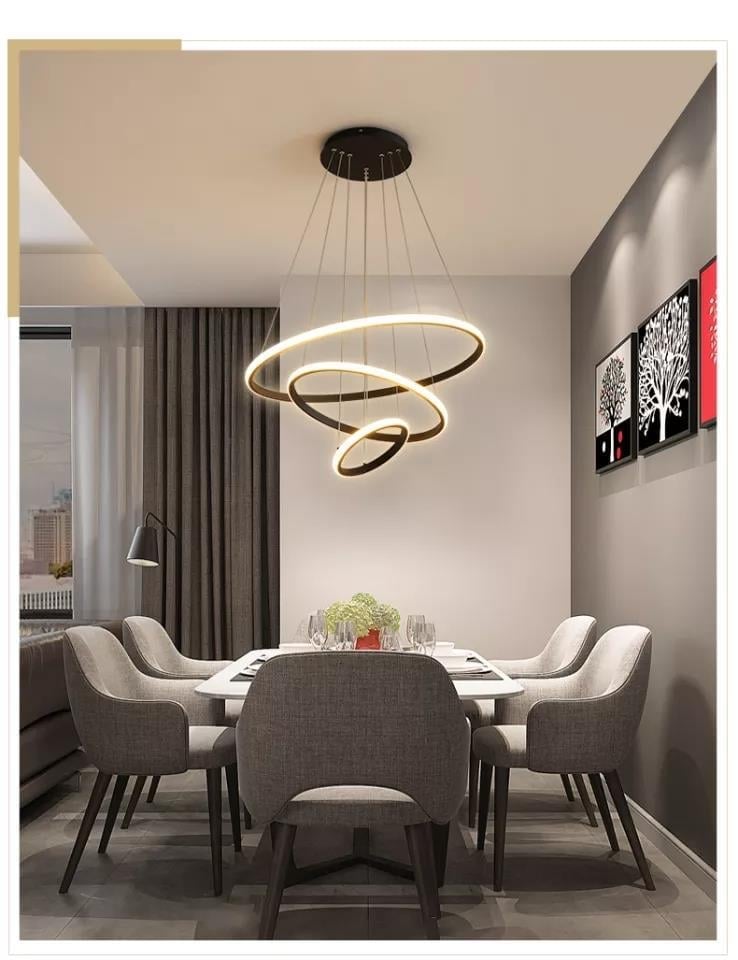KRAYDINLATMA Saturn Siyah 3lü Yeni Ultra Süper Ledli Avize