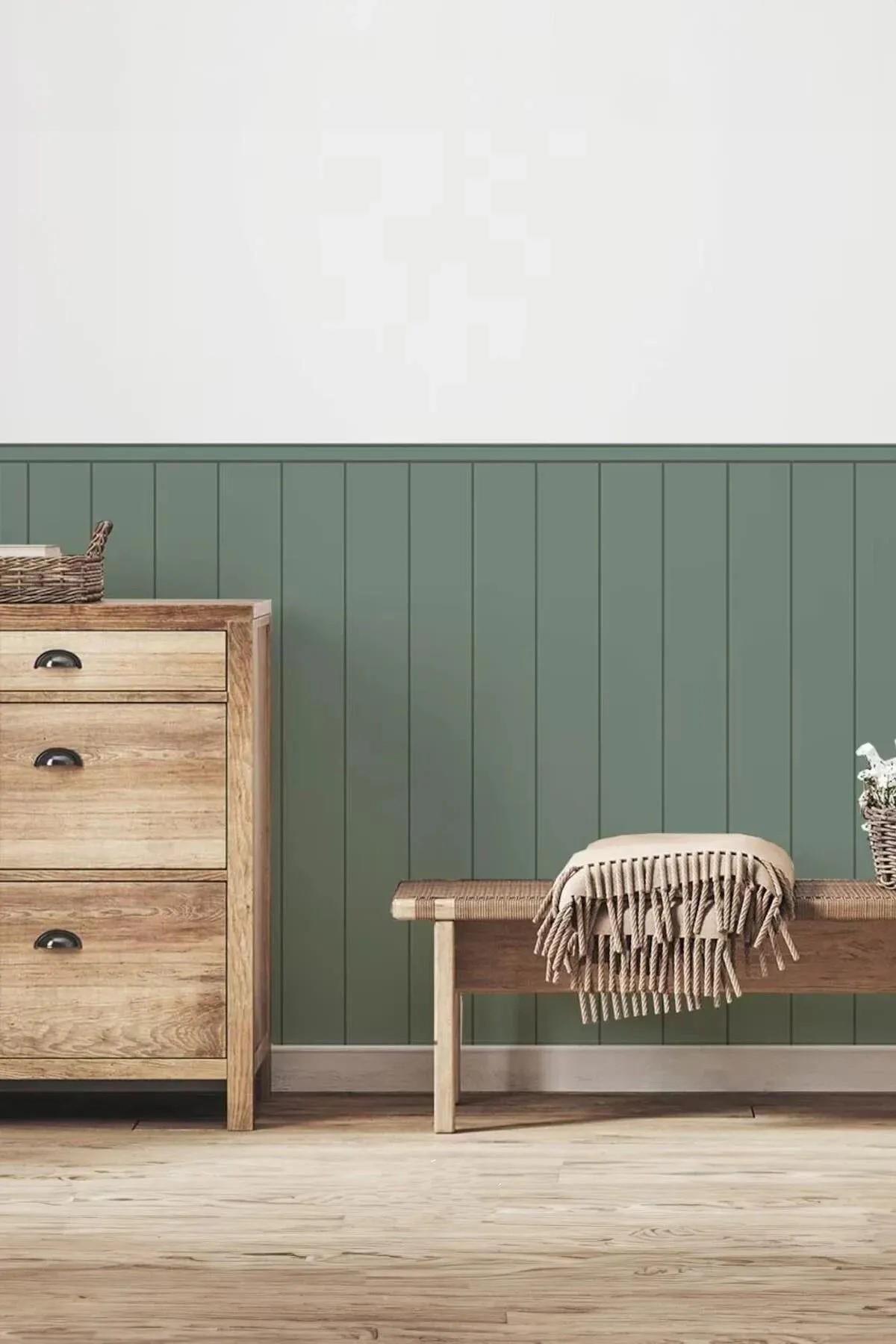 SOFT GREEN İnce Çizgili Duvar Panel Folyosu, Dekoratif Çizgili Duvar Desen kaplama Folyosu