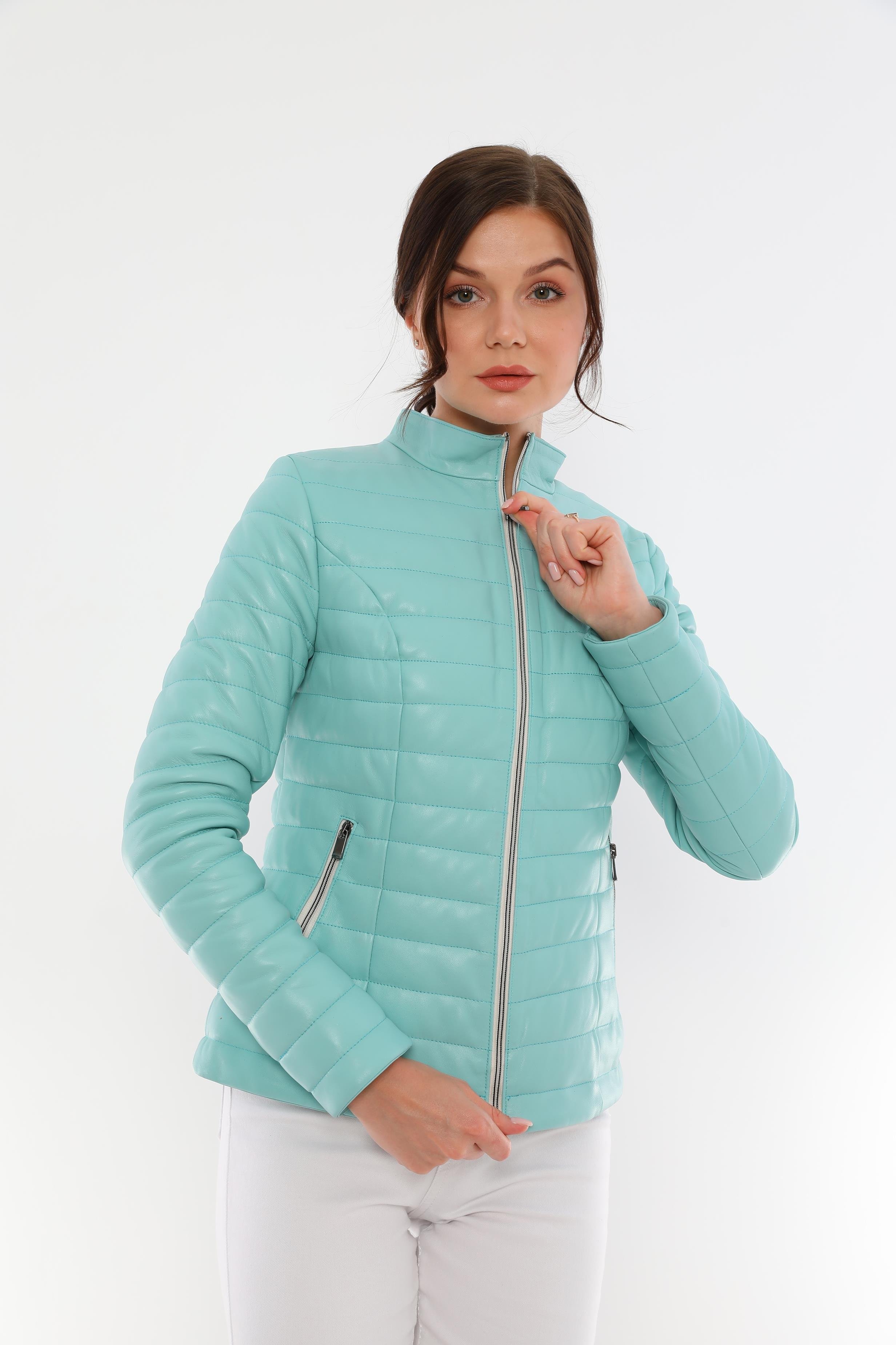 Basics&More Kadın Şişme Mint Deri Ceket - IA90