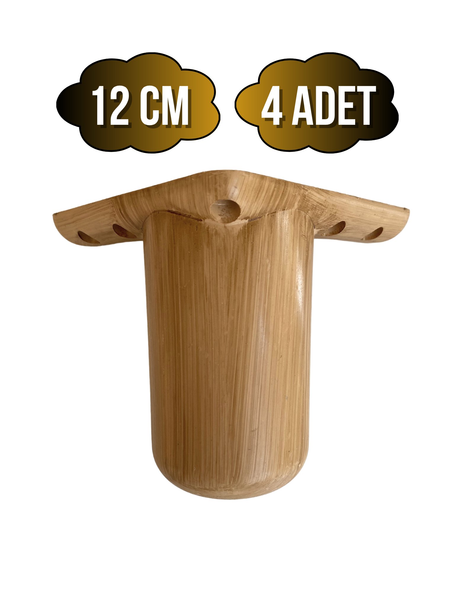 Bohem Yuvarlak 12cm Ahşap Desenli Plastik Ayak Mobilya Masa ve Dolap Ayağı(12CM)(AHŞAP DESENLİ)