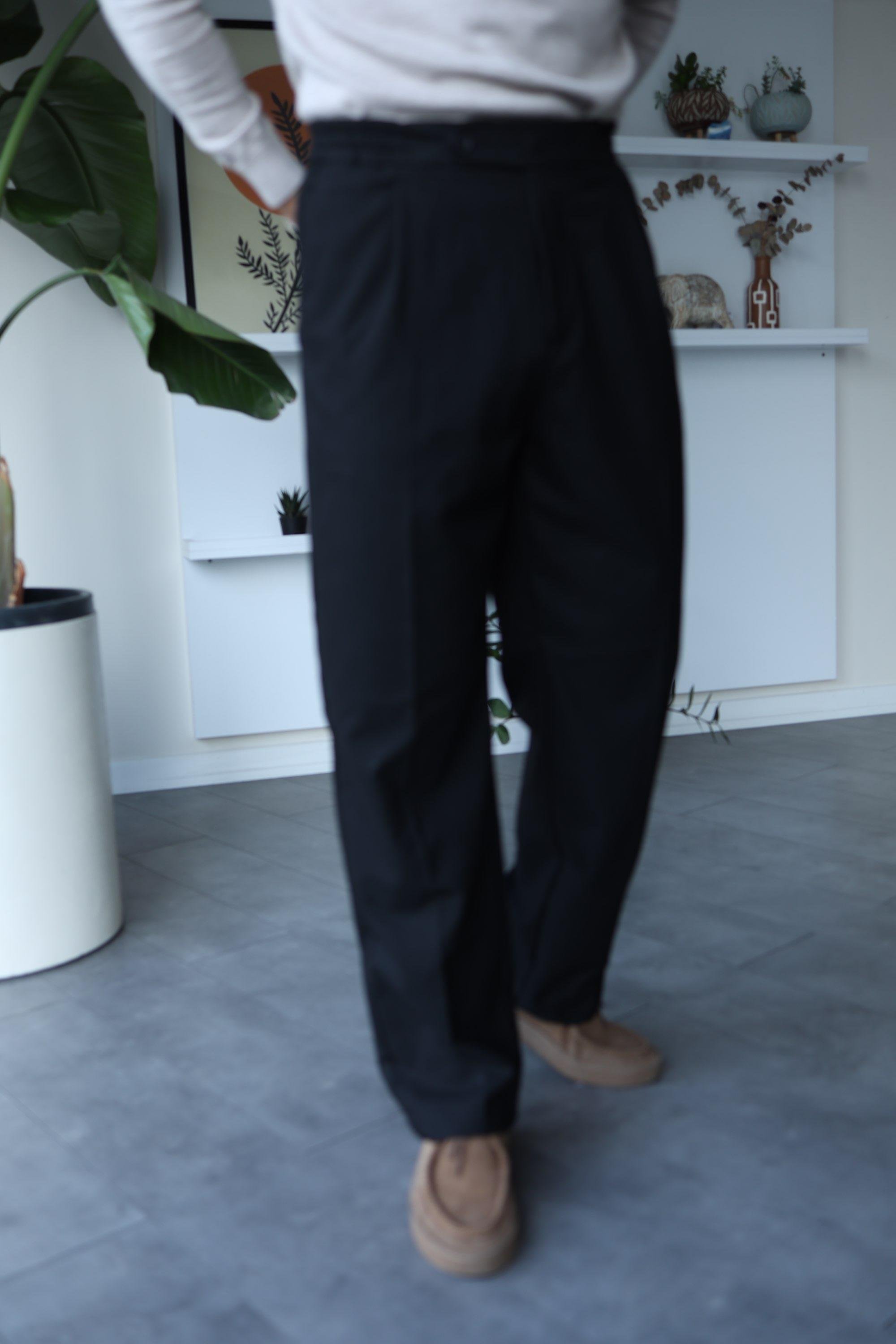 Pamuklu Hafif Baggy Siyah Kumaş Pantolon