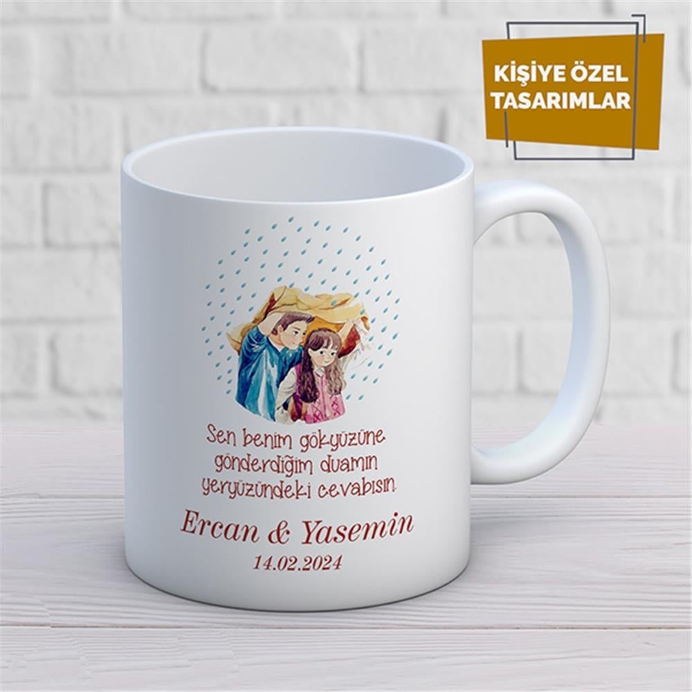 Kişiye Özel İsim Yazılabilir Sevgi Temalı Kupa Bardak
