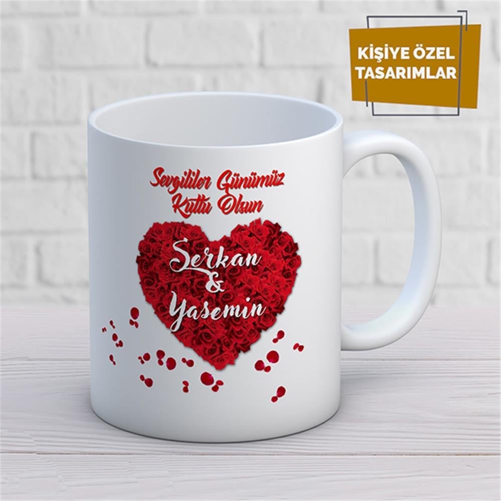 Kişiye Özel İsim Yazılabilir Sevgi Temalı Kupa Bardak