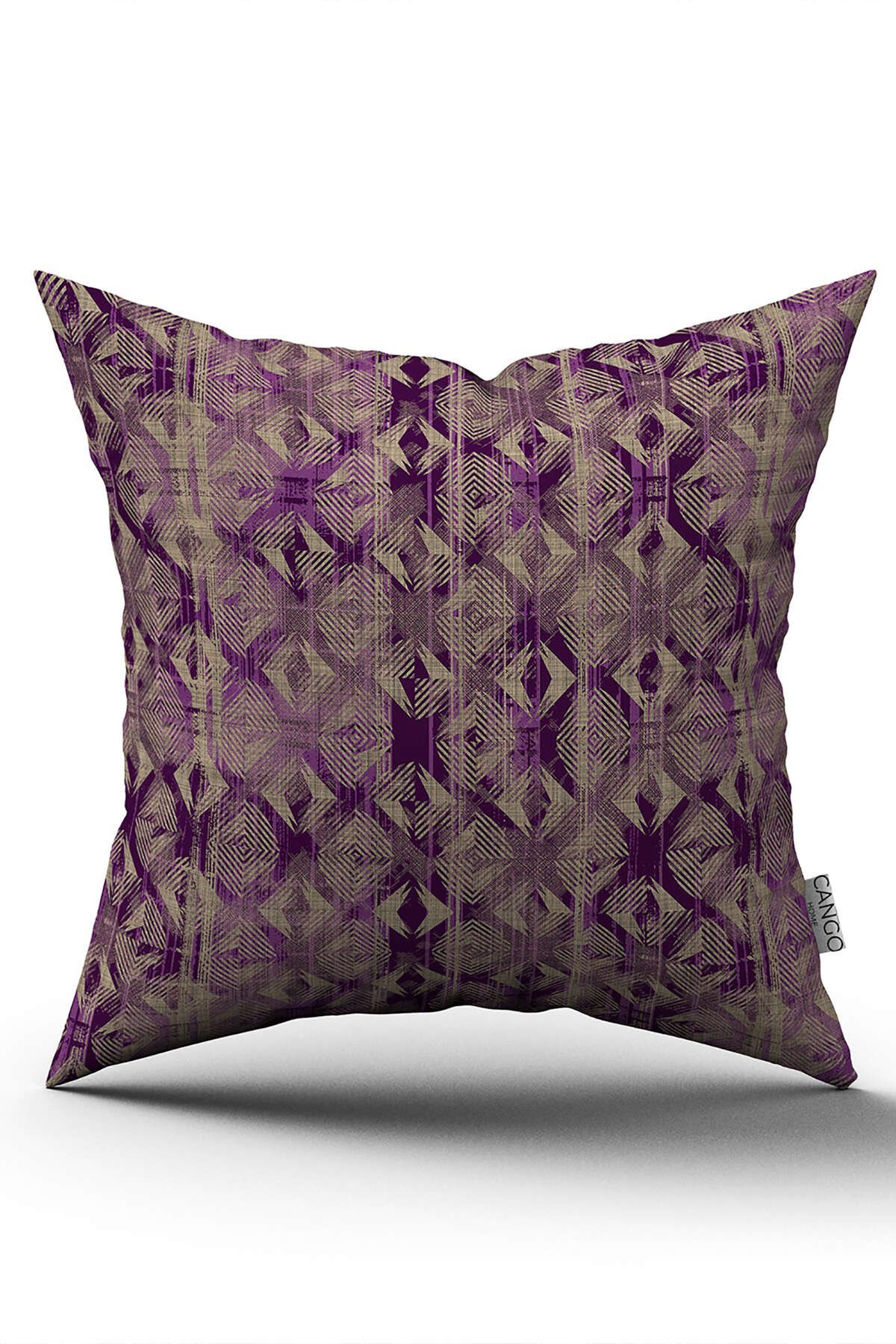 Mor Kahverengi Modern Geometrik Desenli Dijital Baskı Kırlent Yastık Kılıfı - CGH495