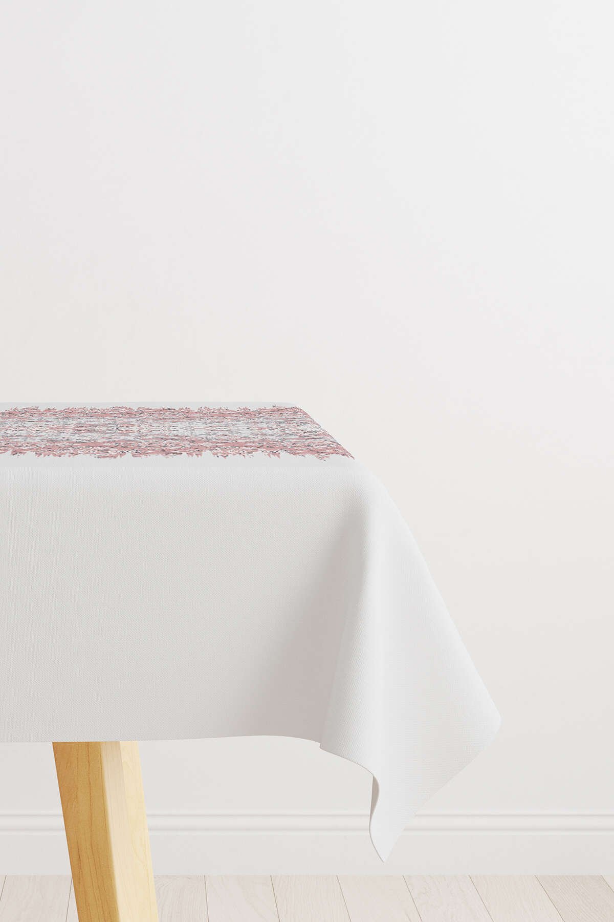 Pembe Beyaz Damask Etnik Desenli Masaörtüsü CGH121-MS