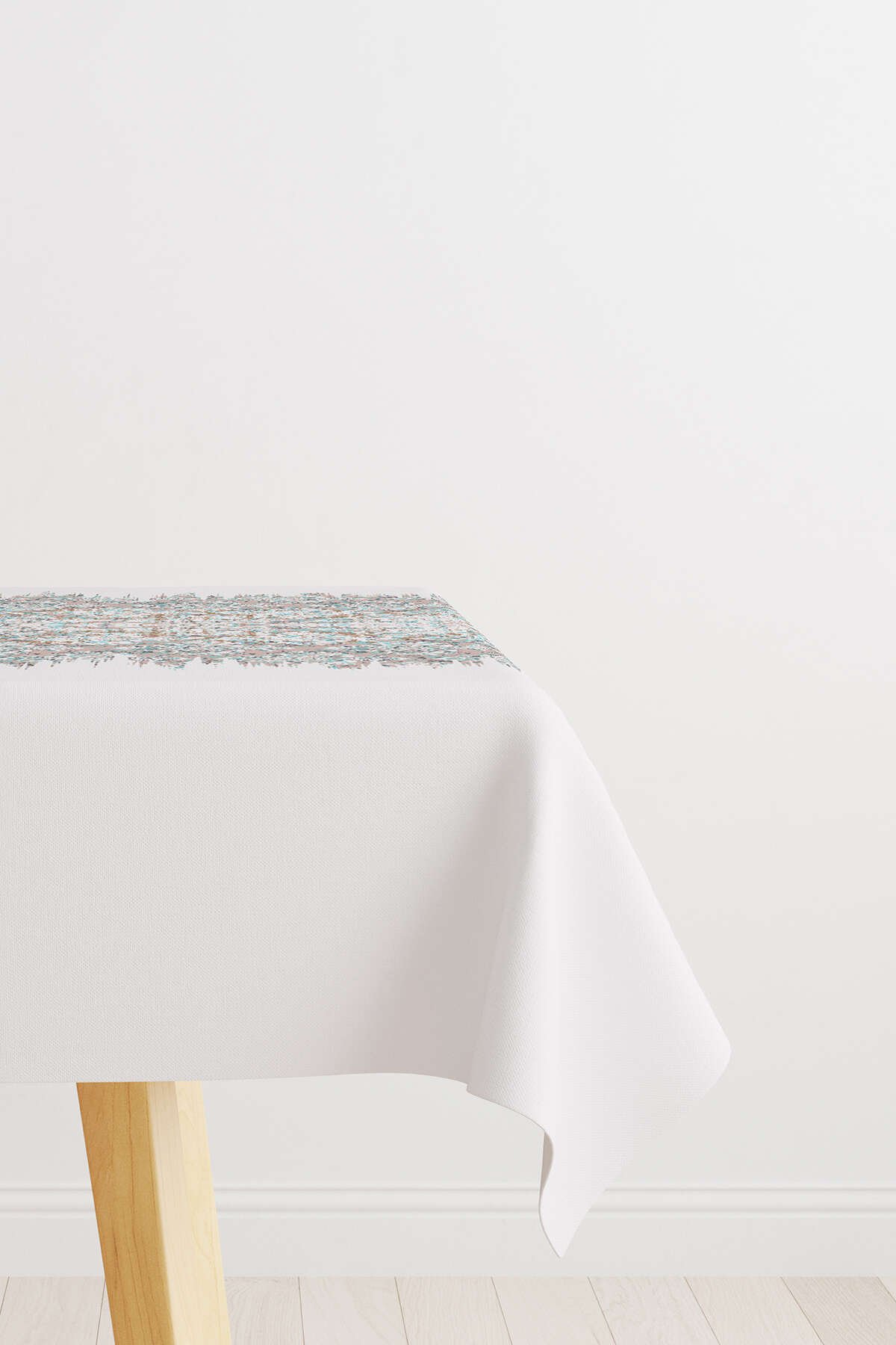 Turkuaz Gri Damask Desenli Masaörtüsü CGH130-MS