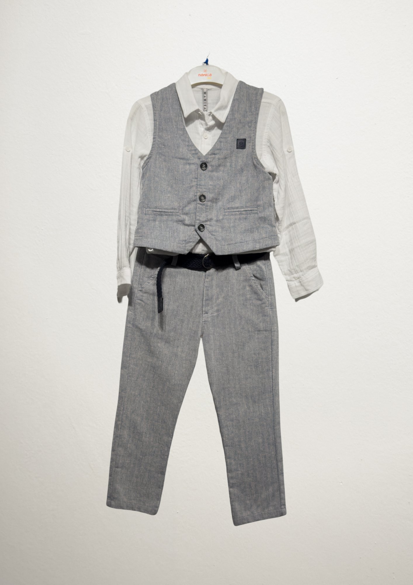 Boys Shirt Vest and Linen Pants 3Piece Set Ages 9–14 – 125601