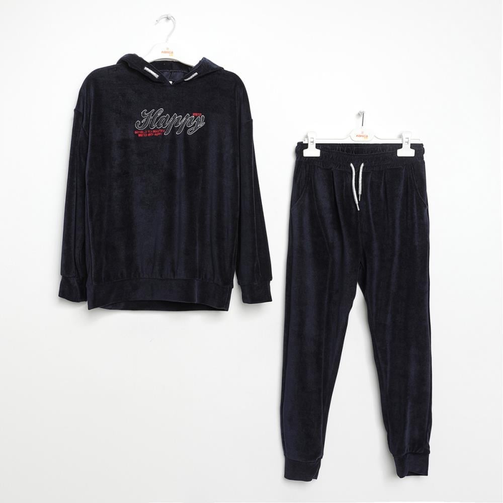 Girls Hooded Sweatshirt & Velvet Pants Set Ages 1–5 – 422900