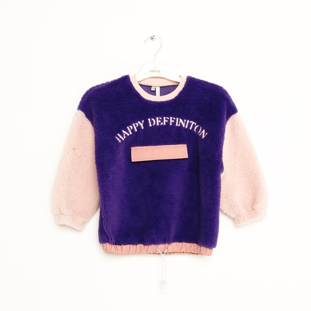 Kız Çocuk Peluş Garnili Sweatshirt 1-5 Yaş