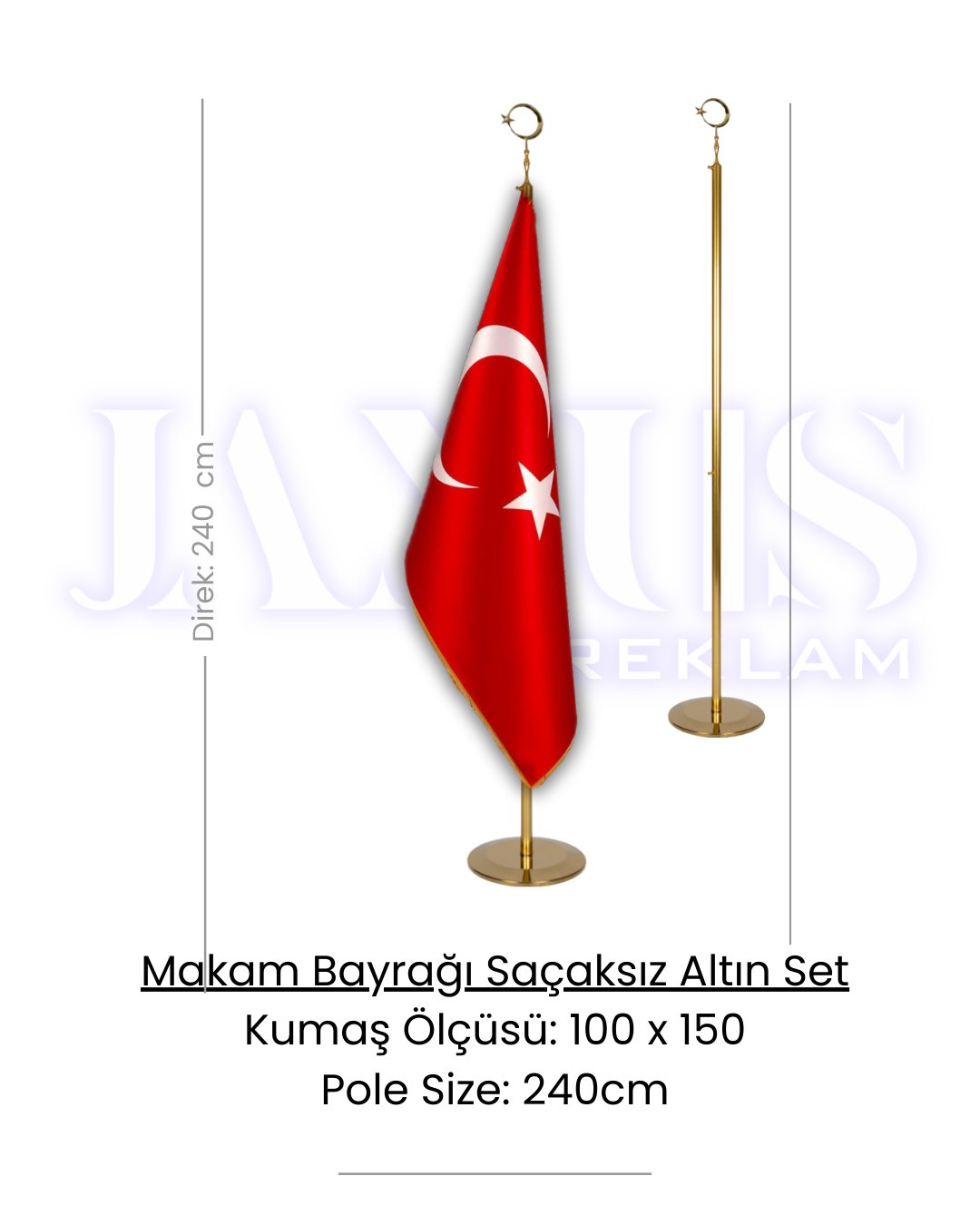Makam Bayrağı Saçaksız Altın Set