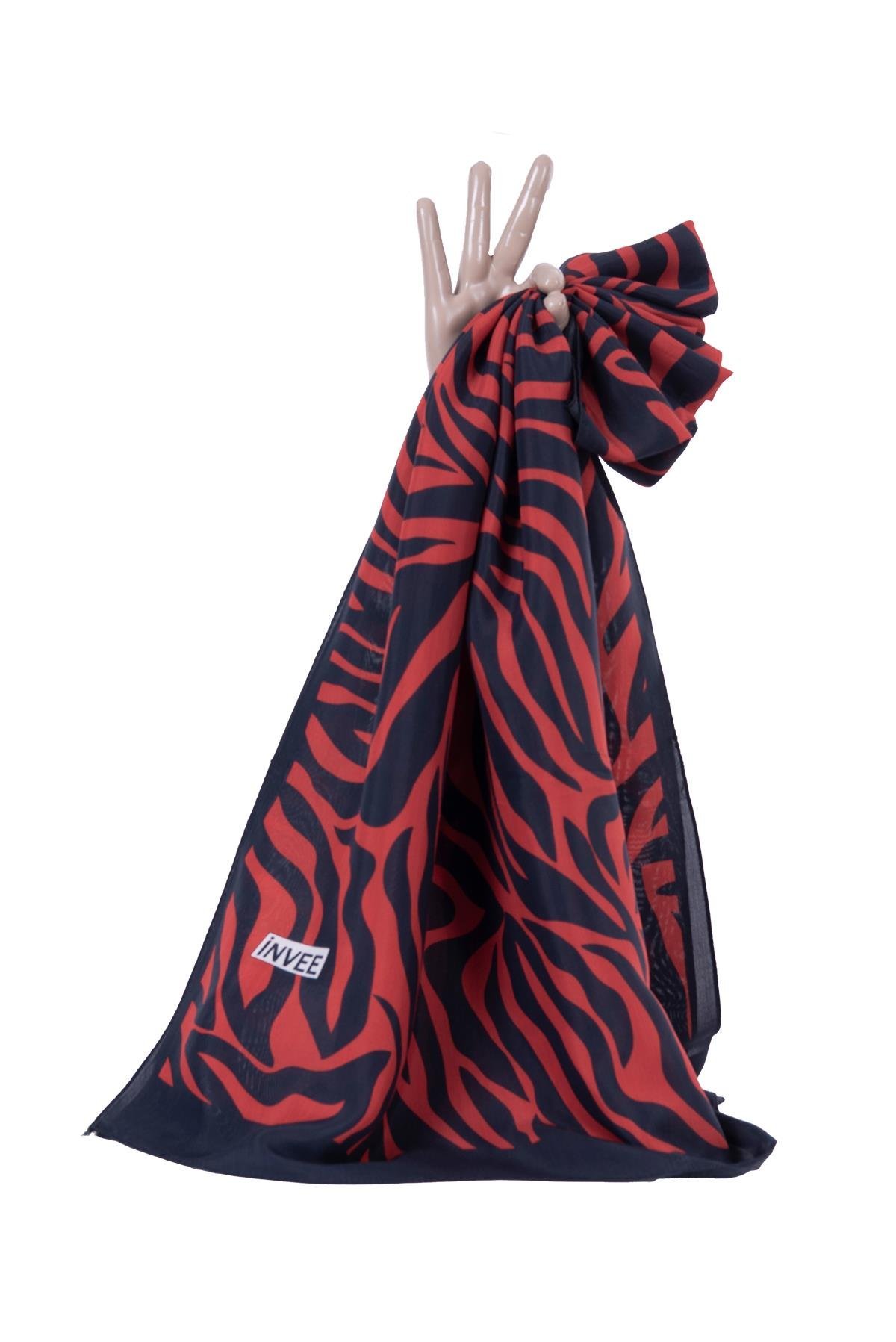 Zebra Şal KIRMIZI
