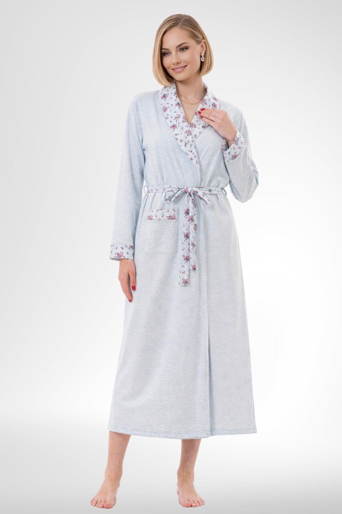 Mecit 6311 Mavi Kadın Büyük Beden Sabahlık | Mecit Pijama