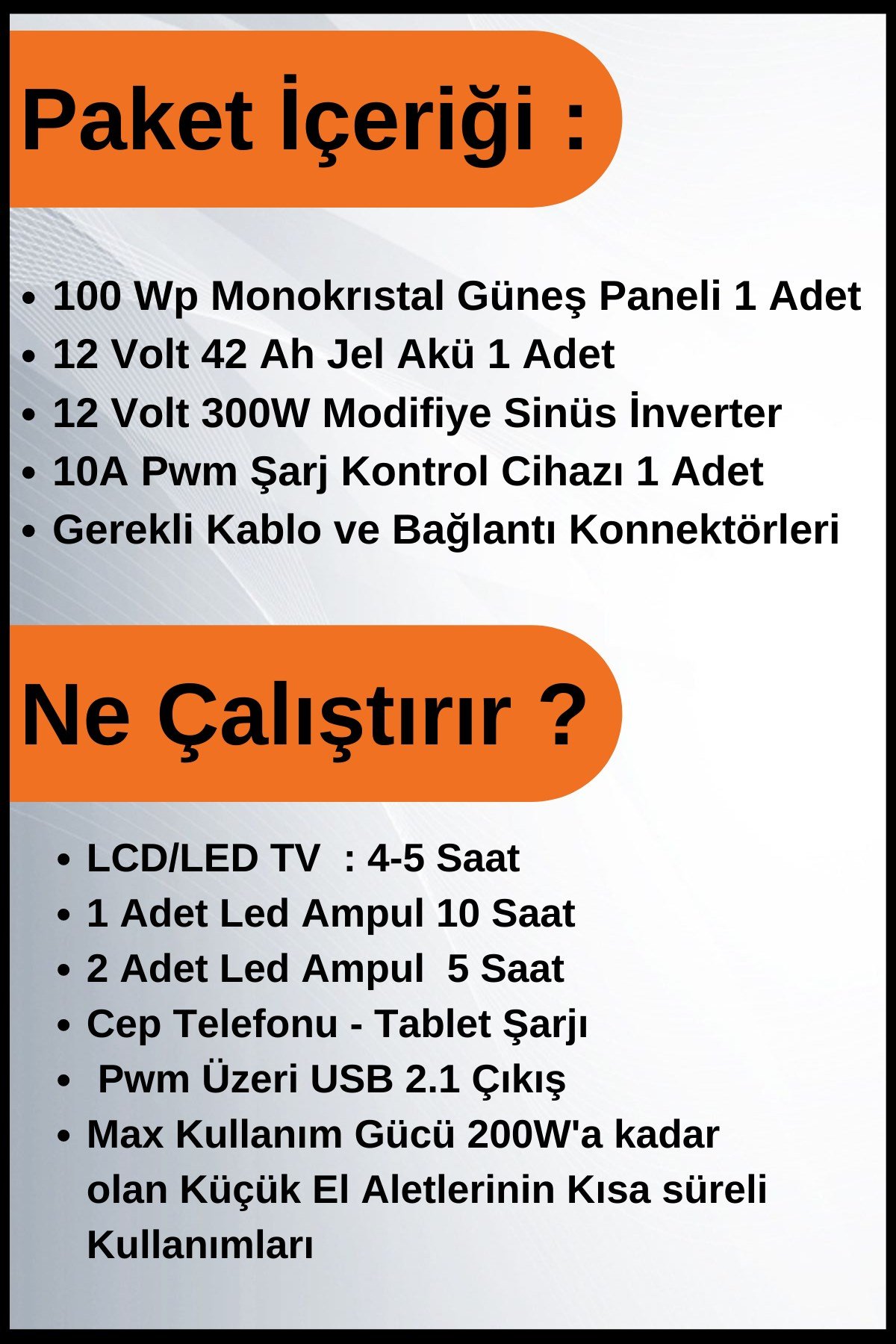 220 Volt Short Mono Aydınlatma+TV Solar Paket 800Wp I cinarelk.com