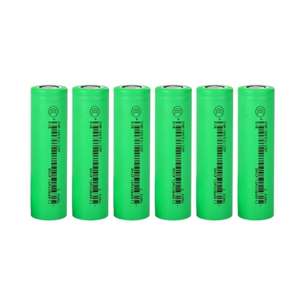EVE INR18650-25P - 3.7V 2500 mAh Li-ion Şarjlı Pil - 30A 6 Lı Paket