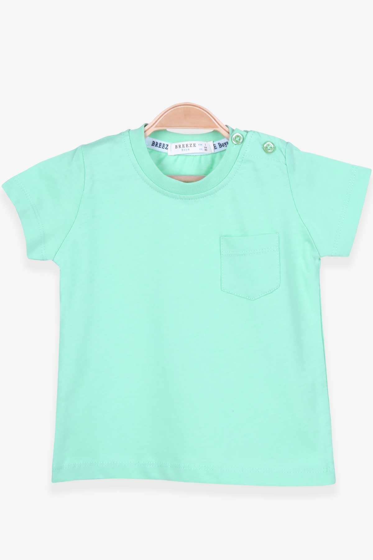 Erkek Bebek Tişört Cepli Mint Yeşili 9 Ay-1 Yaş - Yazlık Bebek Tişörtleri |  Breeze