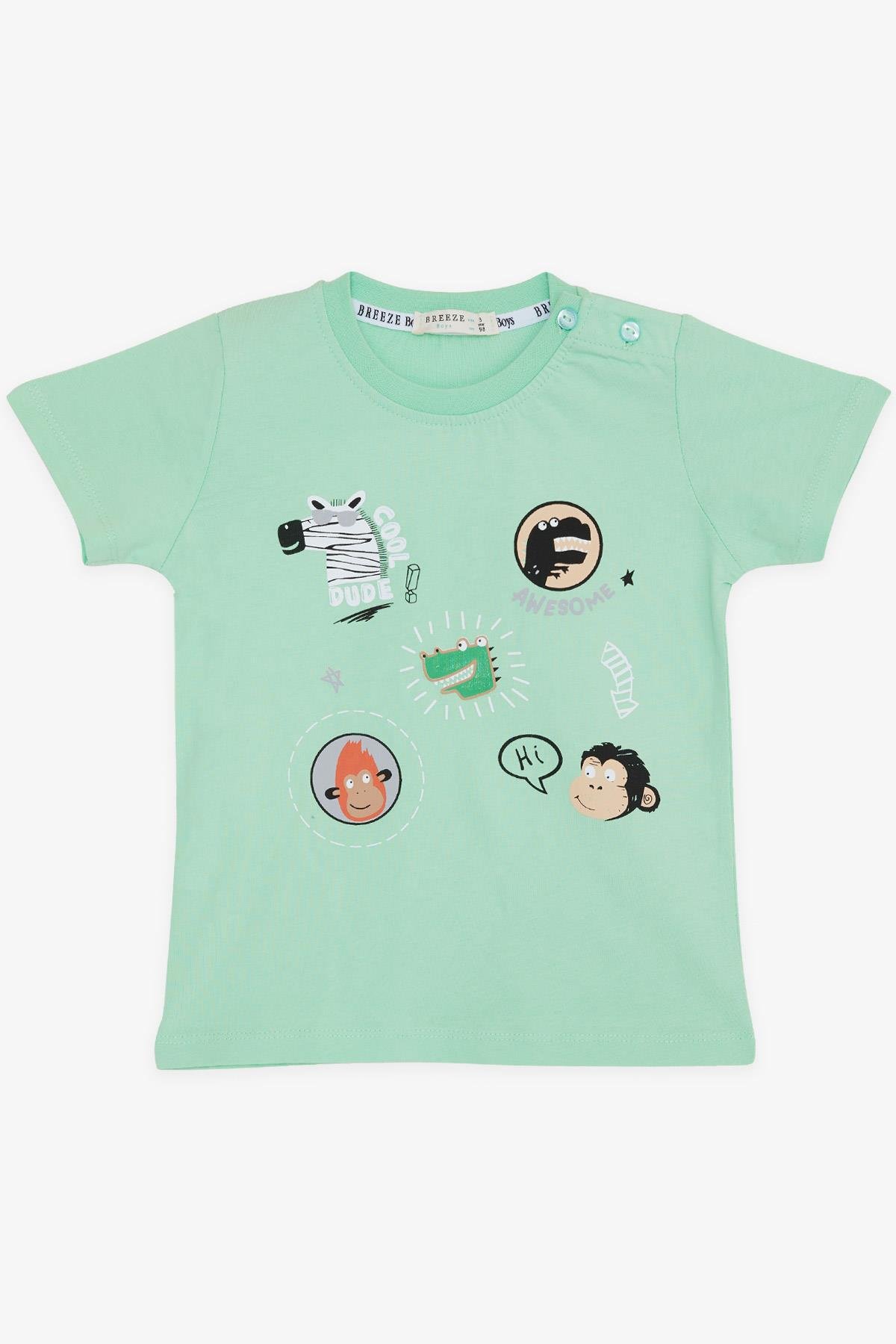 Erkek Bebek Tişört Havalı Mükemmel Dostlar Temalı Su Yeşili 9 Ay-3 Yaş -  Yazlık Bebek Tişörtleri | Breeze