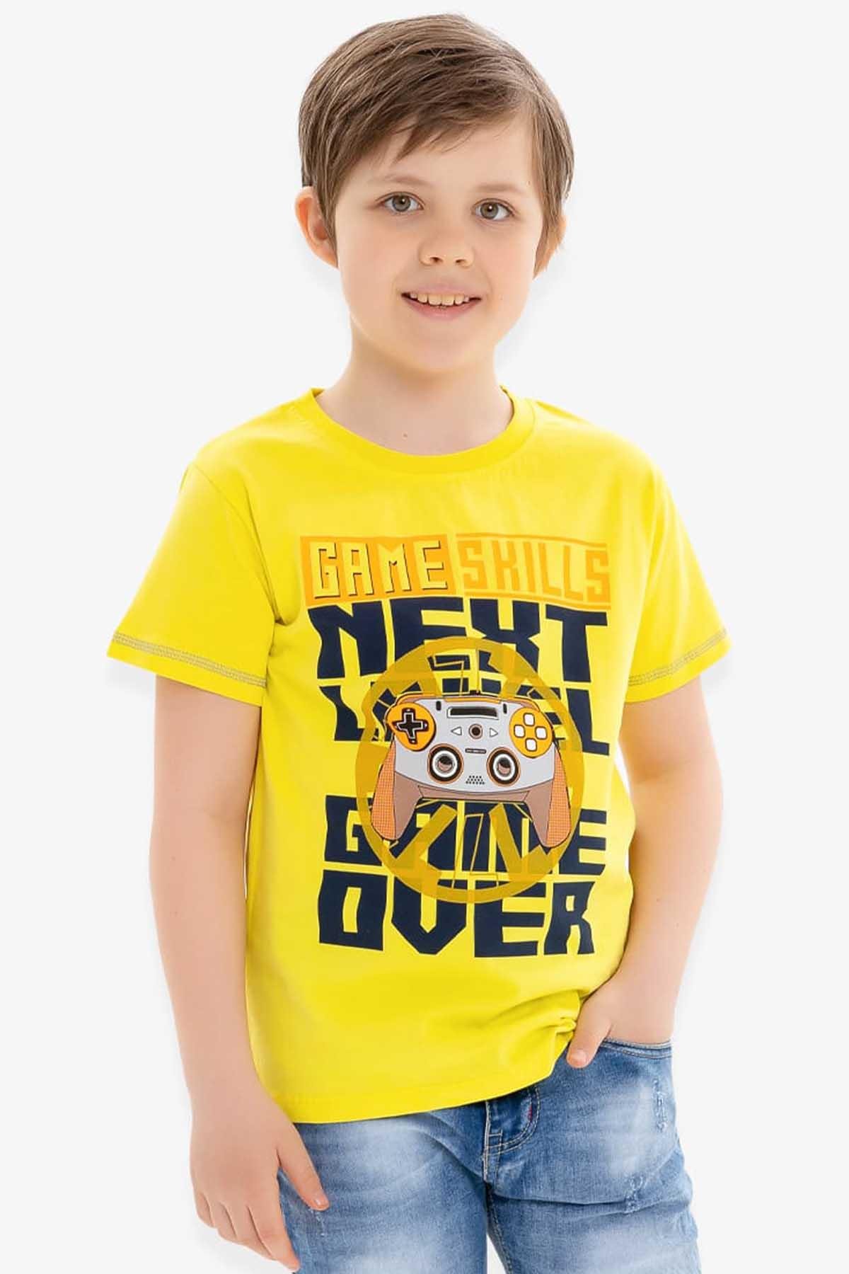 Erkek Çocuk Tişört Oyun Temalı Sarı 6-12 Yaş - Yazlık Tişört Modelleri |  Breeze