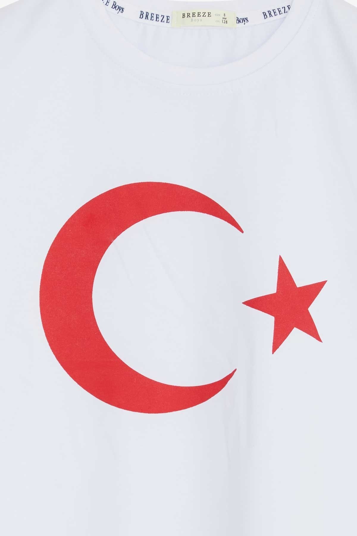Erkek Çocuk Tişört - Türk Bayraklı Beyaz 6-12 Yaş | 23 Nisan