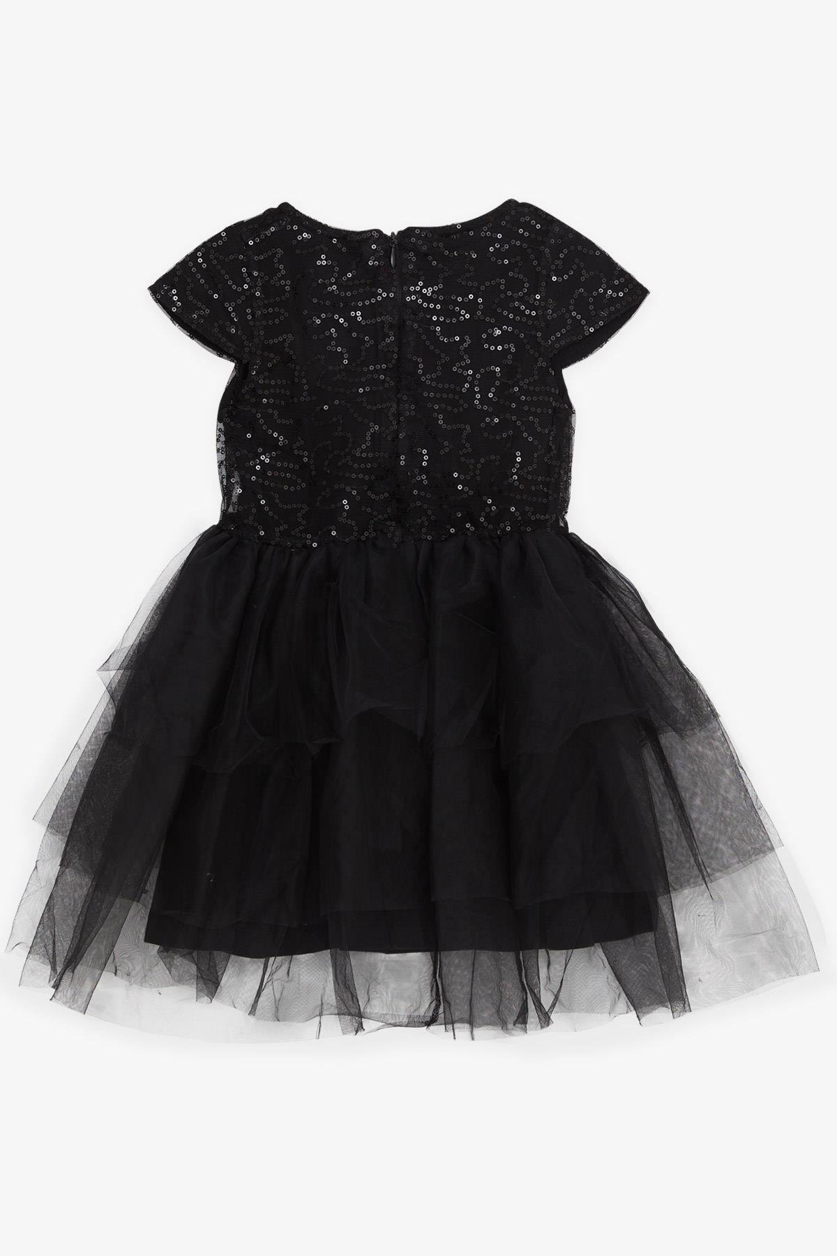 Kız Çocuk Elbise Fiyonklu Pullu Tüllü Siyah 5-10 Yaş - Yazlık Elbiseler |  Breeze