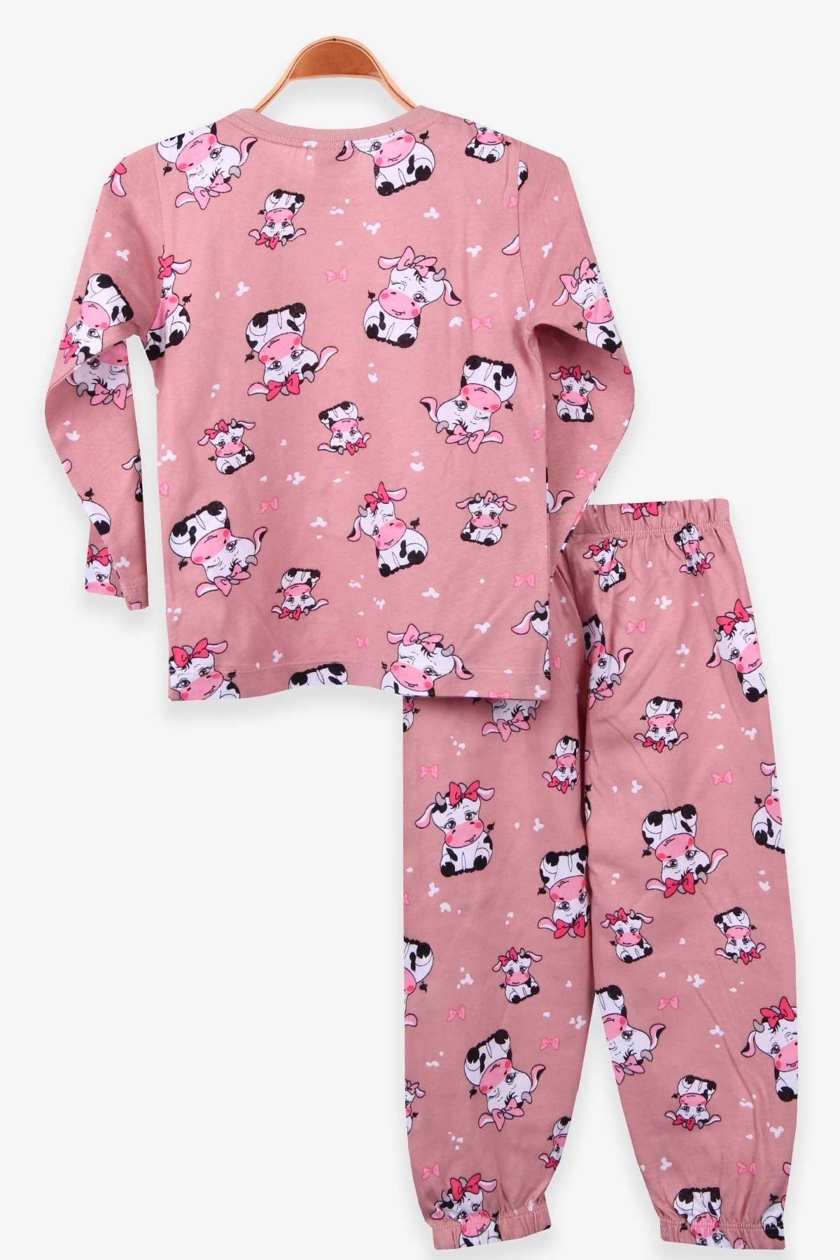 Kız Çocuk Pijama Takımı İnek Desenli Gülkurusu 8 Yaş - Breeze