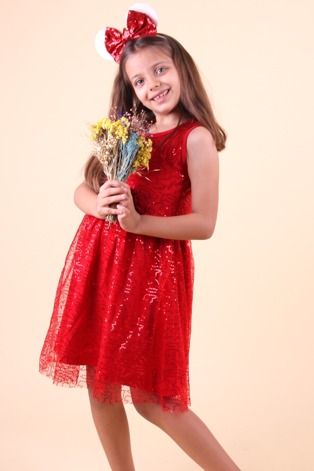 Pullu Kırmızı 3-14 Yaş - Kız Çocuk Elbisesi | Breeze Girls