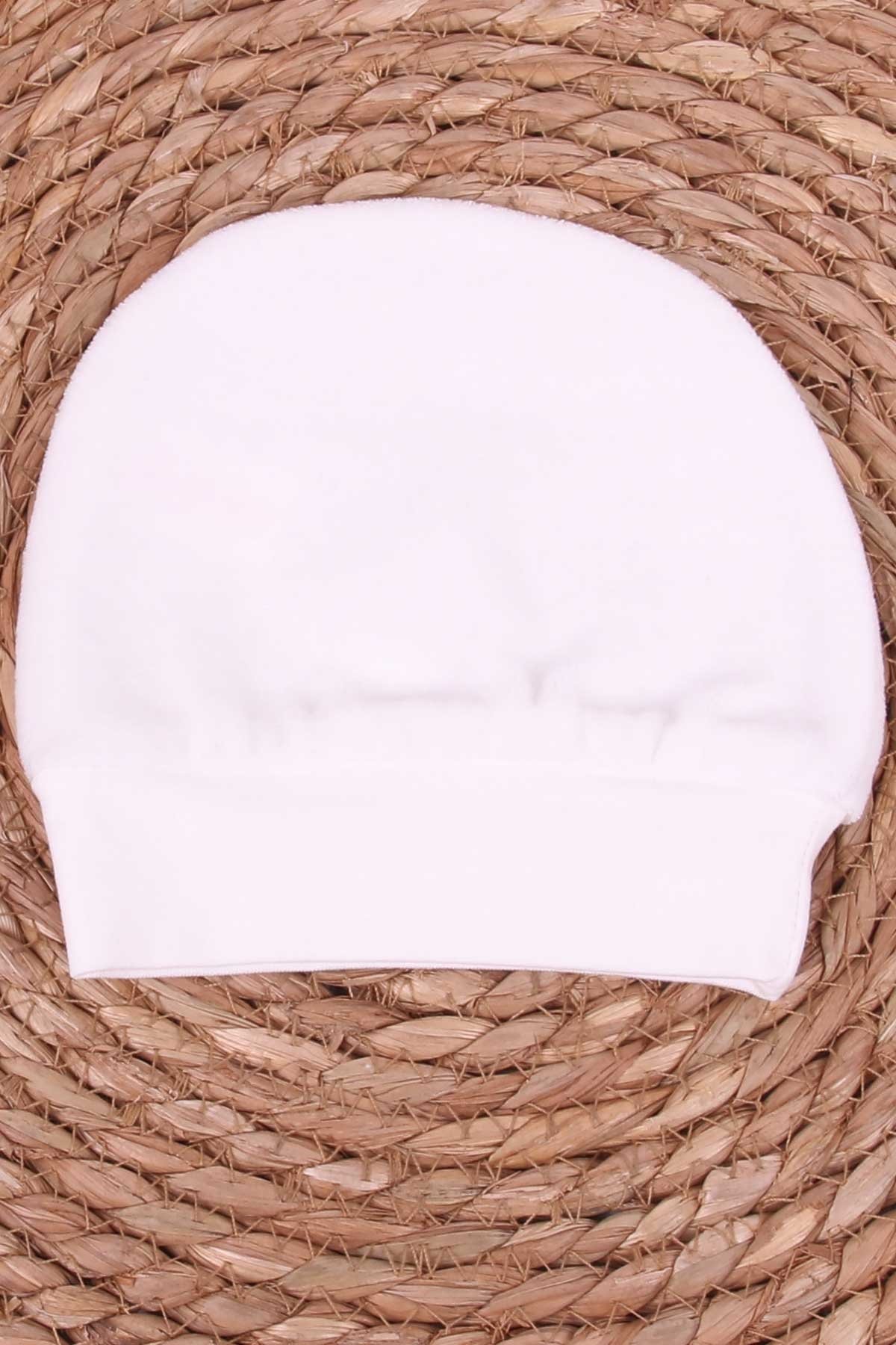 Yenidoğan Bebek Şapkası Kadife Ekru Standart - Minik Bebek Şapka Modelleri  | Breeze