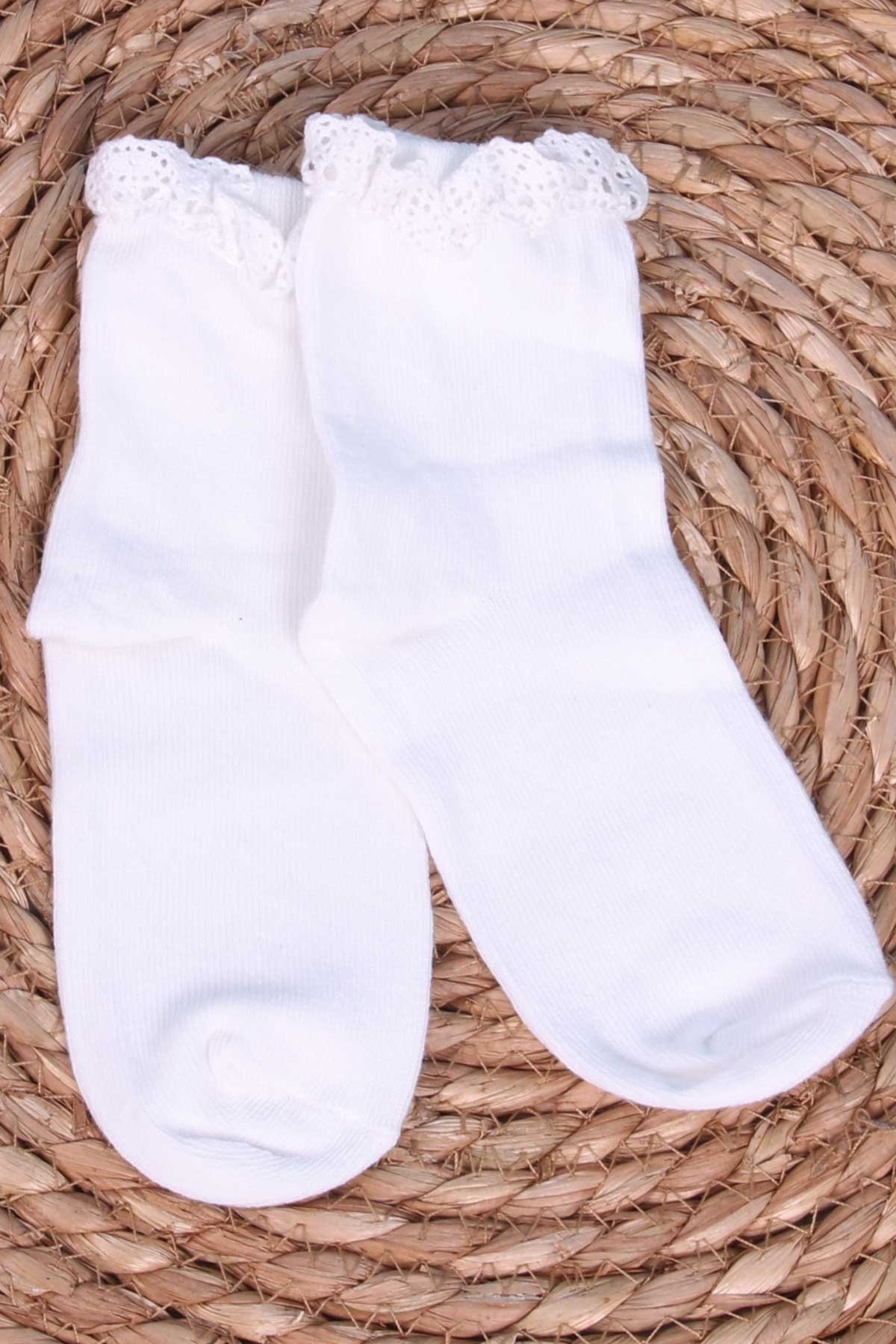Kız Çocuk Soket Çorap Dantelli Beyaz 3-5 Yaş - Breeze