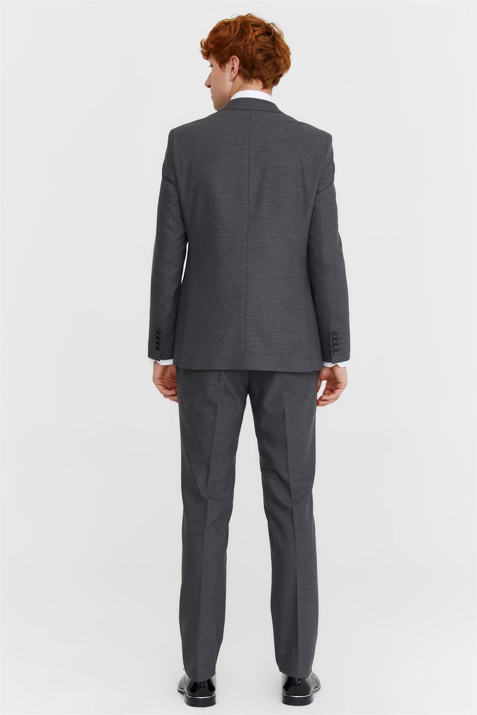  Morven Erkek Gri Slim Fit Dar Kesim Jakarlı 6 Drop Takım Elbise
