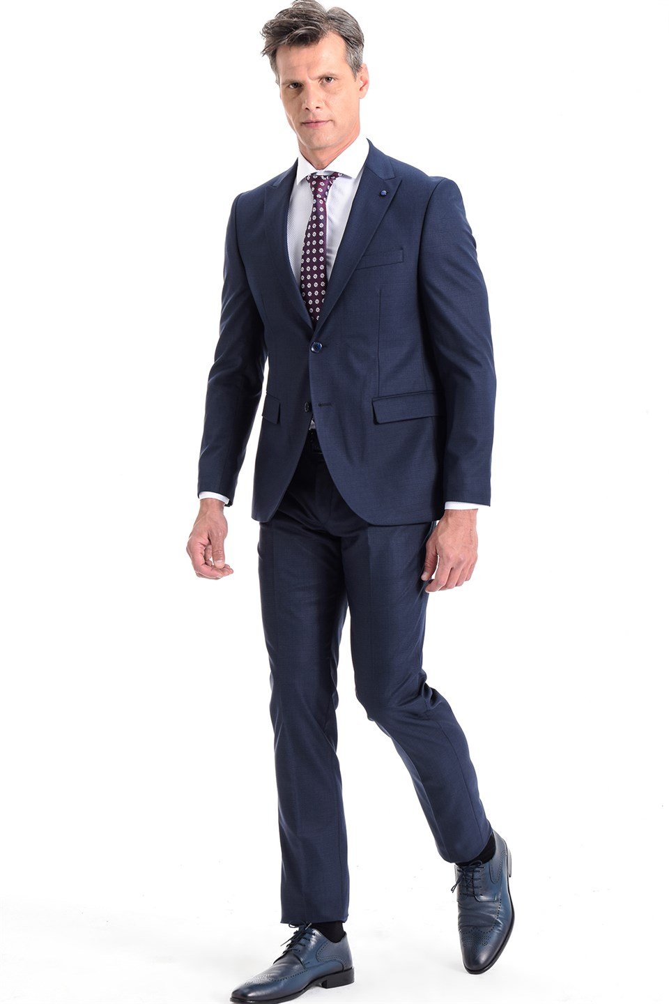  Morven Erkek Lacivert Paridus Slim Fit Dar Kesim 6 Drop Takım Elbise