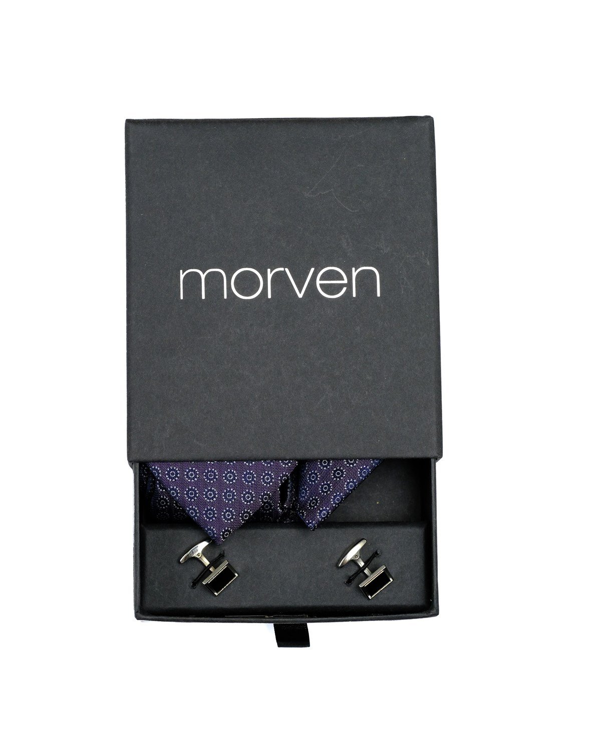  Morven Erkek Mor Hediyelik Kravat Kol Düğmesi Mendil Seti