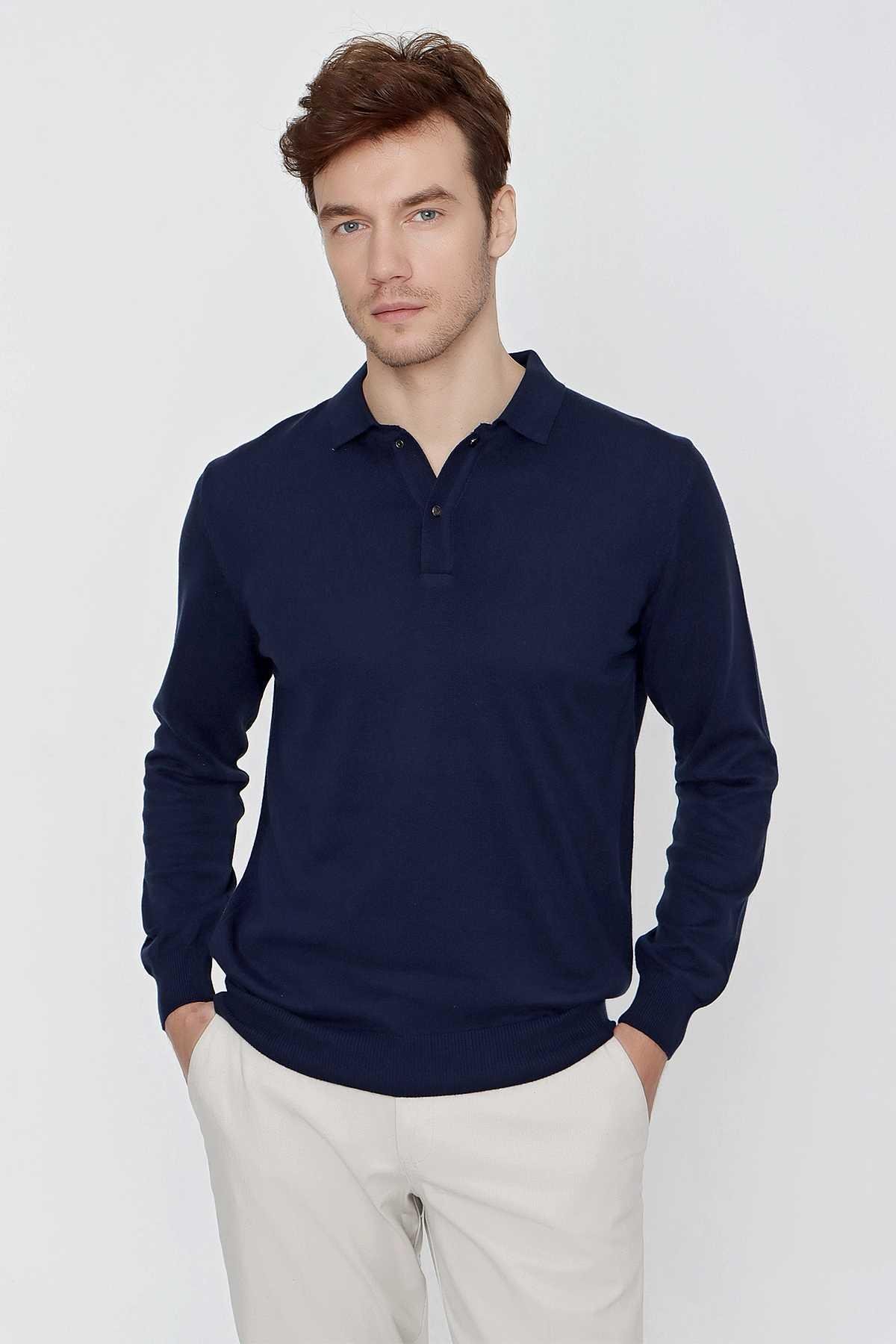 Basic Dinamik Fit Rahat Kesim Polo Yaka Triko Kazak