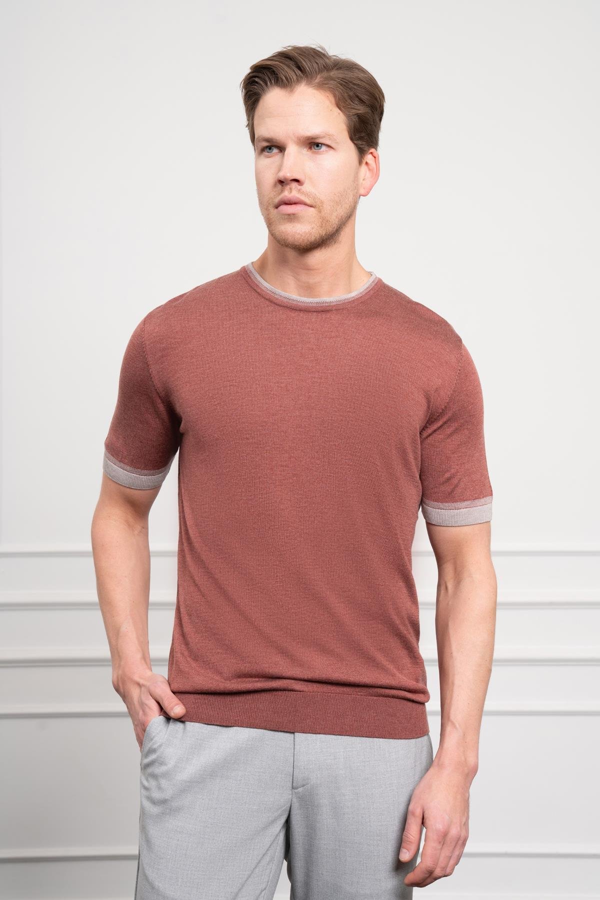 Morven Erkek Kiremit Trend  Polo Yaka Dinamik Fit Rahat Kesim T-Shirt