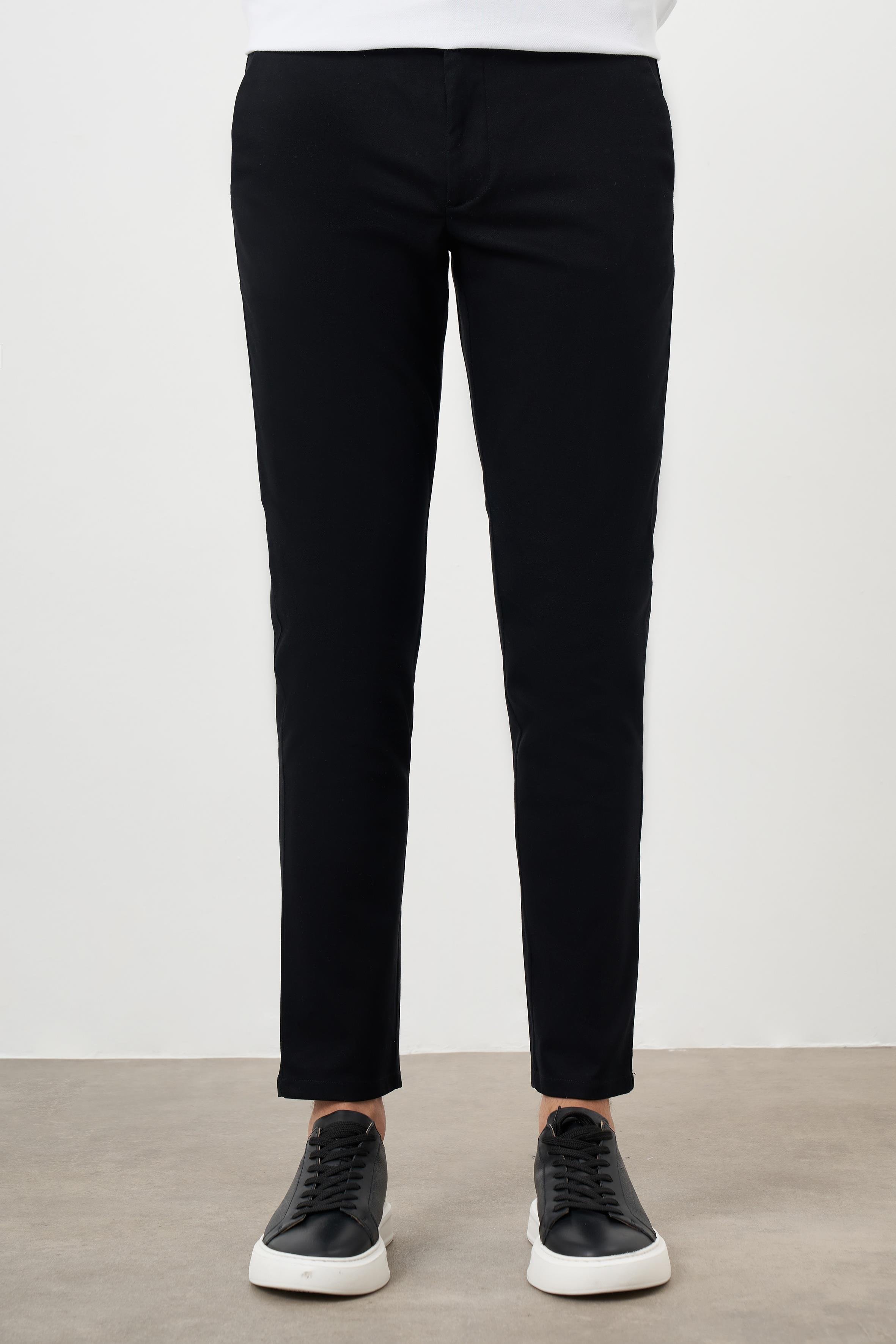 Morven Erkek Siyah Yazlık Pileli Slim Fit Chino Pantolon