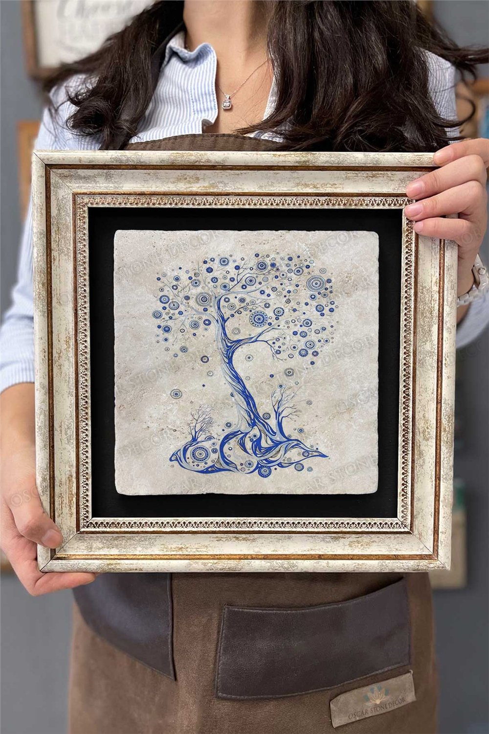Oscar Stone Decor Çerçeveli Tablo Taş Duvar Dekoru 30 X 30 Cm