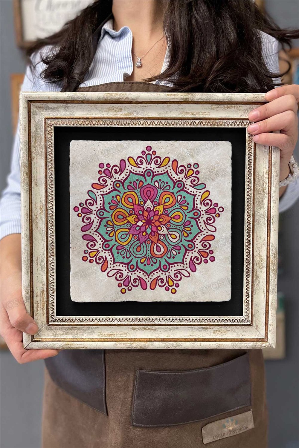 Oscar Stone Decor Çerçeveli Tablo Taş Duvar Dekoru 30 X 30 Cm