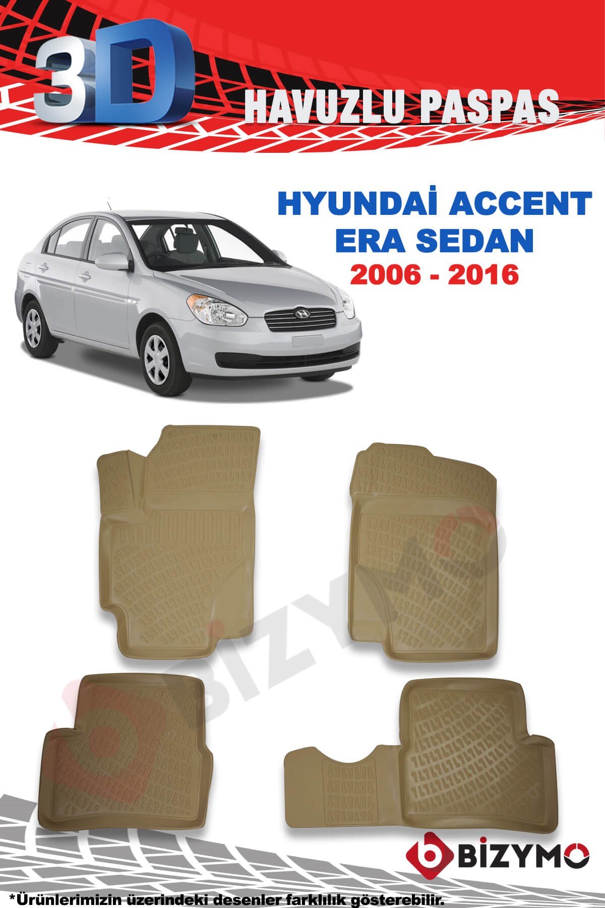 Hyundai Accent Era Sedan 2006-2016 3D Bej Paspas Takımı Bizymo - Bizim Oto