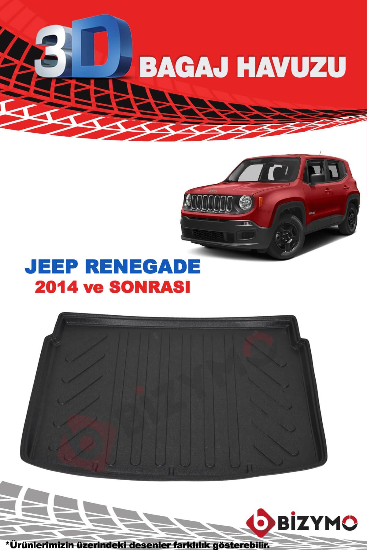 Jeep Renegade 2014 Ve Sonrası 3D Bagaj Havuzu Bizymo - Bizim Oto