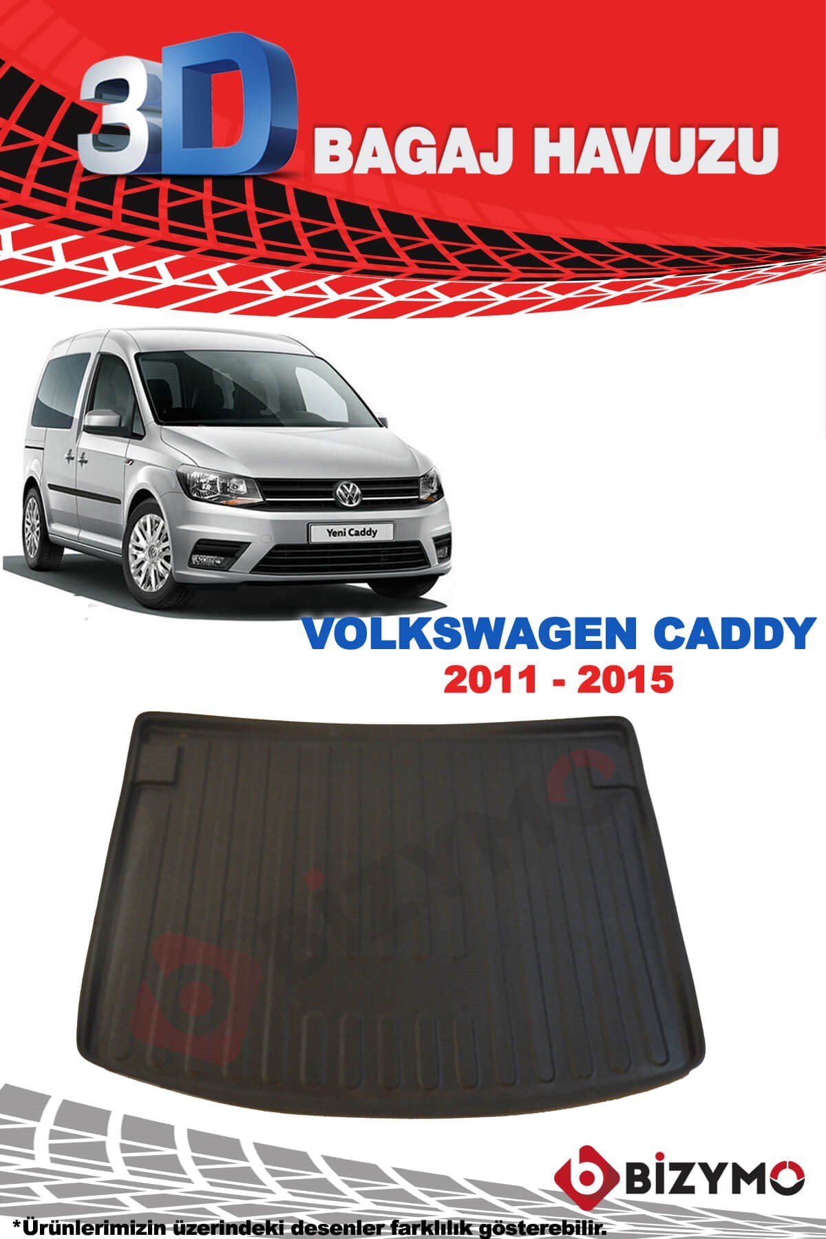 Volkswagen Caddy 2015 Ve Sonrası 3D Bagaj Havuzu Bizymo - Bizim Oto