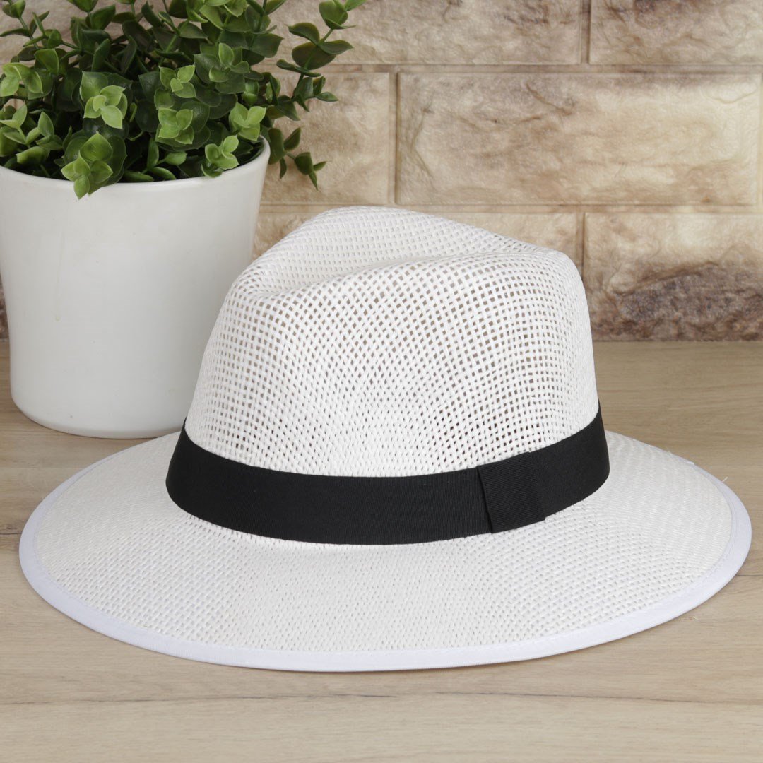Yazlık Beyaz Hasır Panama Erkek Fötr Şapka