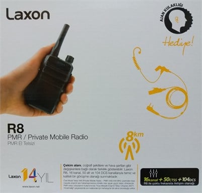 Laxon R8 Pmr Telsiz Açık Alan 8 KM Mesafeli (Akustik Kulaklıklı)