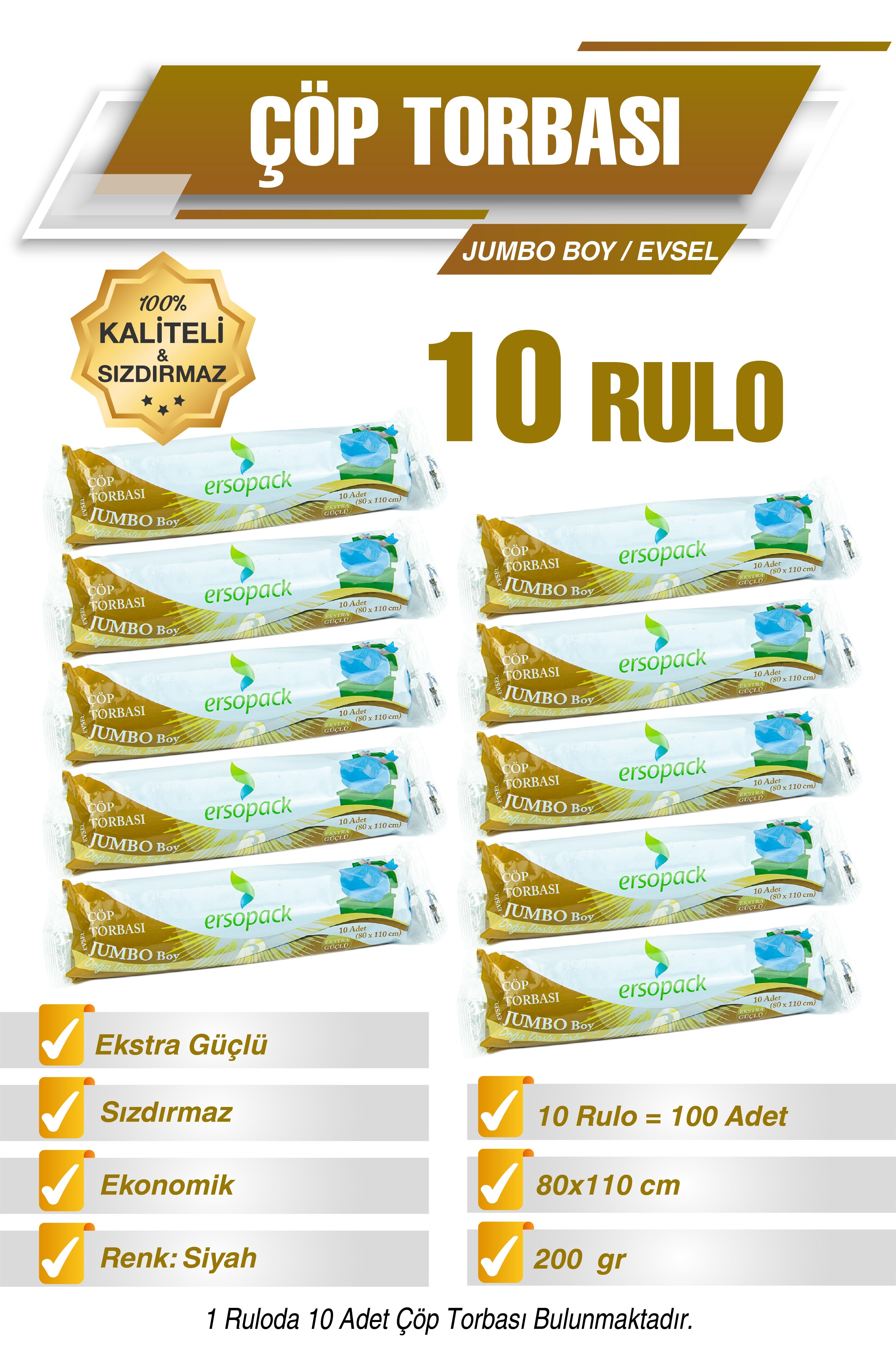 Ermet Ersopack Jumbo Boy Çöp Torbası 5 Rulo