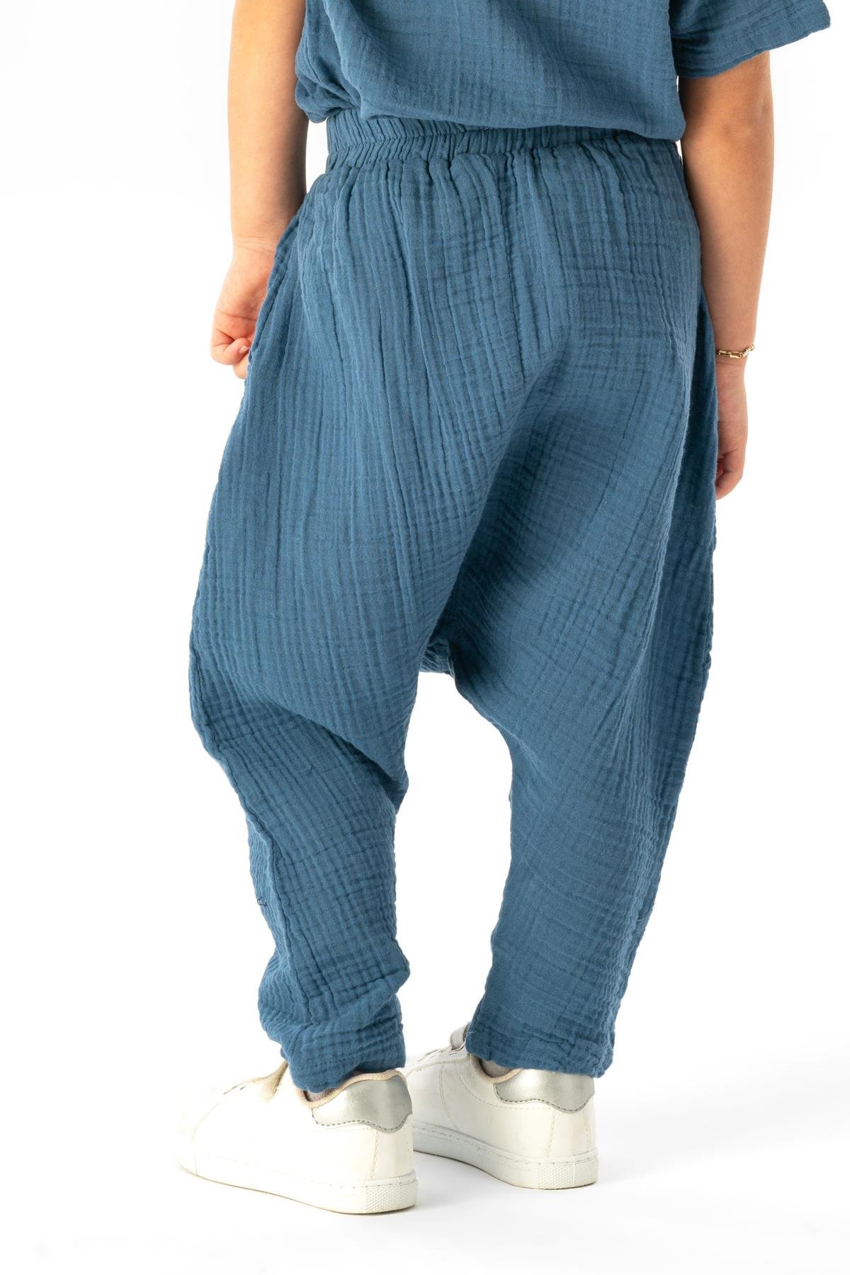 Batı Summer Muslin Girls Shalwar Indigo