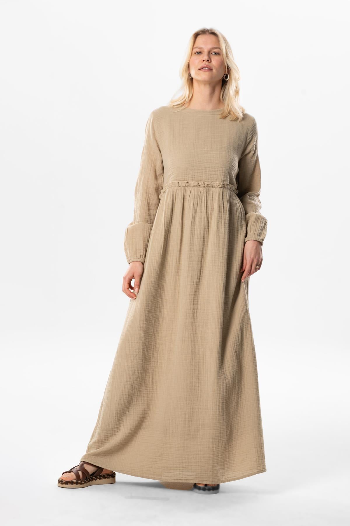 knee length dresses for ladies Muslin Dress marigold