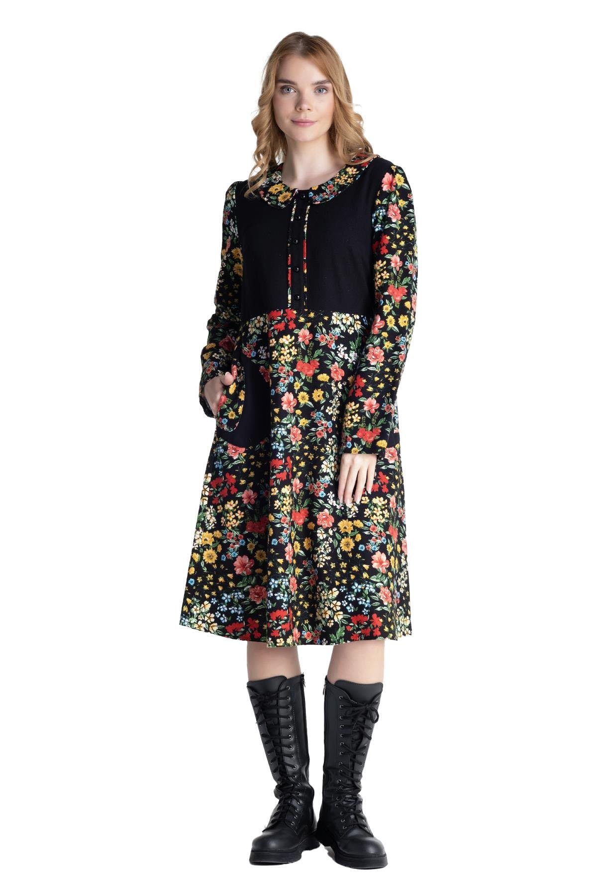 Long Sleeve Flannel Spring Midi Length Autumn and Winter Dress