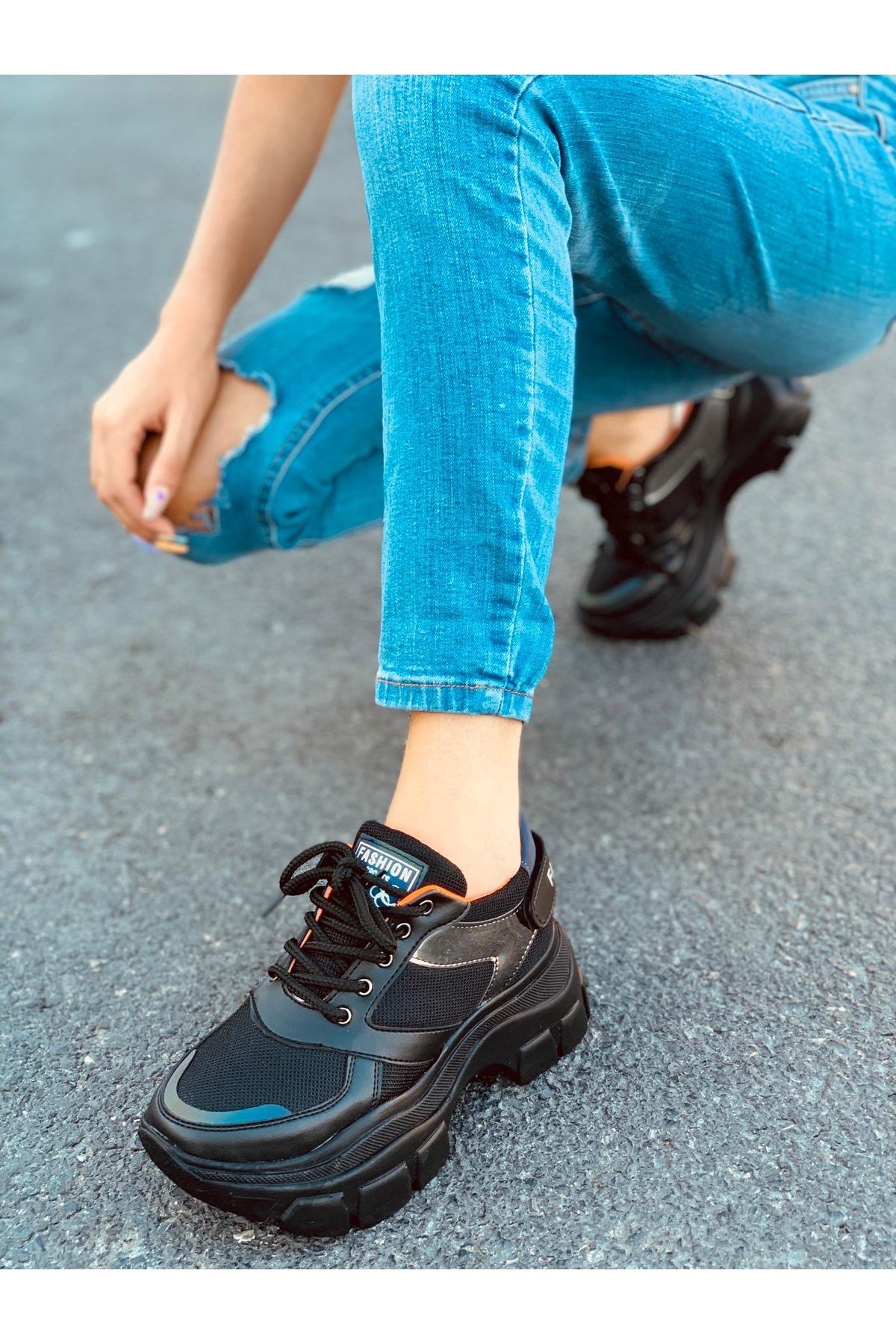 Siyah (Fashion) Kadın Spor Ayakkabı Sneakers l Erva'nın Butiği