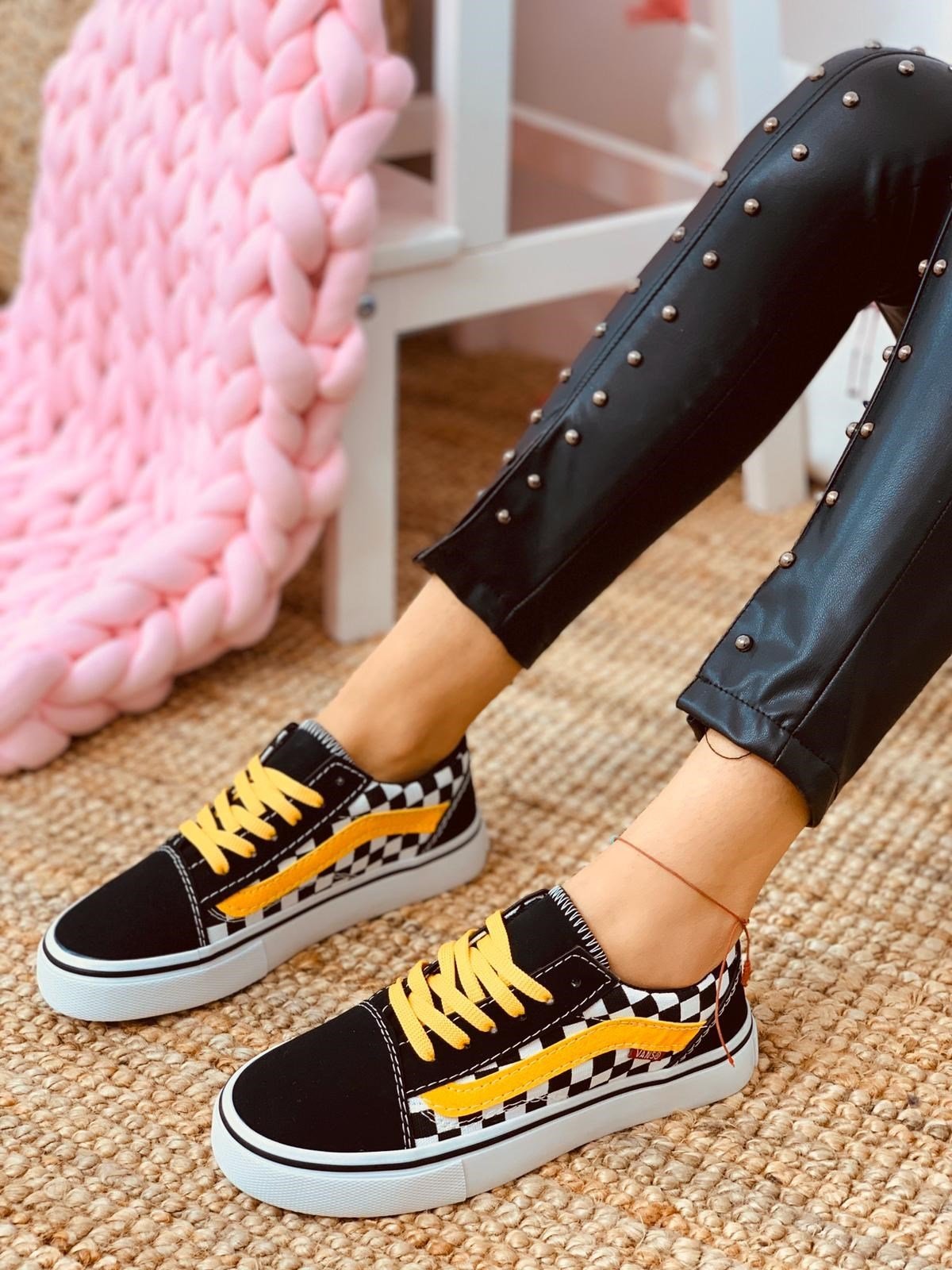 Spor Ayakkabı (Vans) Sarı Dama Kadın Sneakers l Erva'nın Butiği