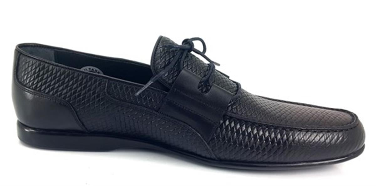 Fosco 9032 Günlük Hakiki Deri Erkek Babet Ayakkabı-Siyah-Siyah-Sistem  Ayakkabı Online